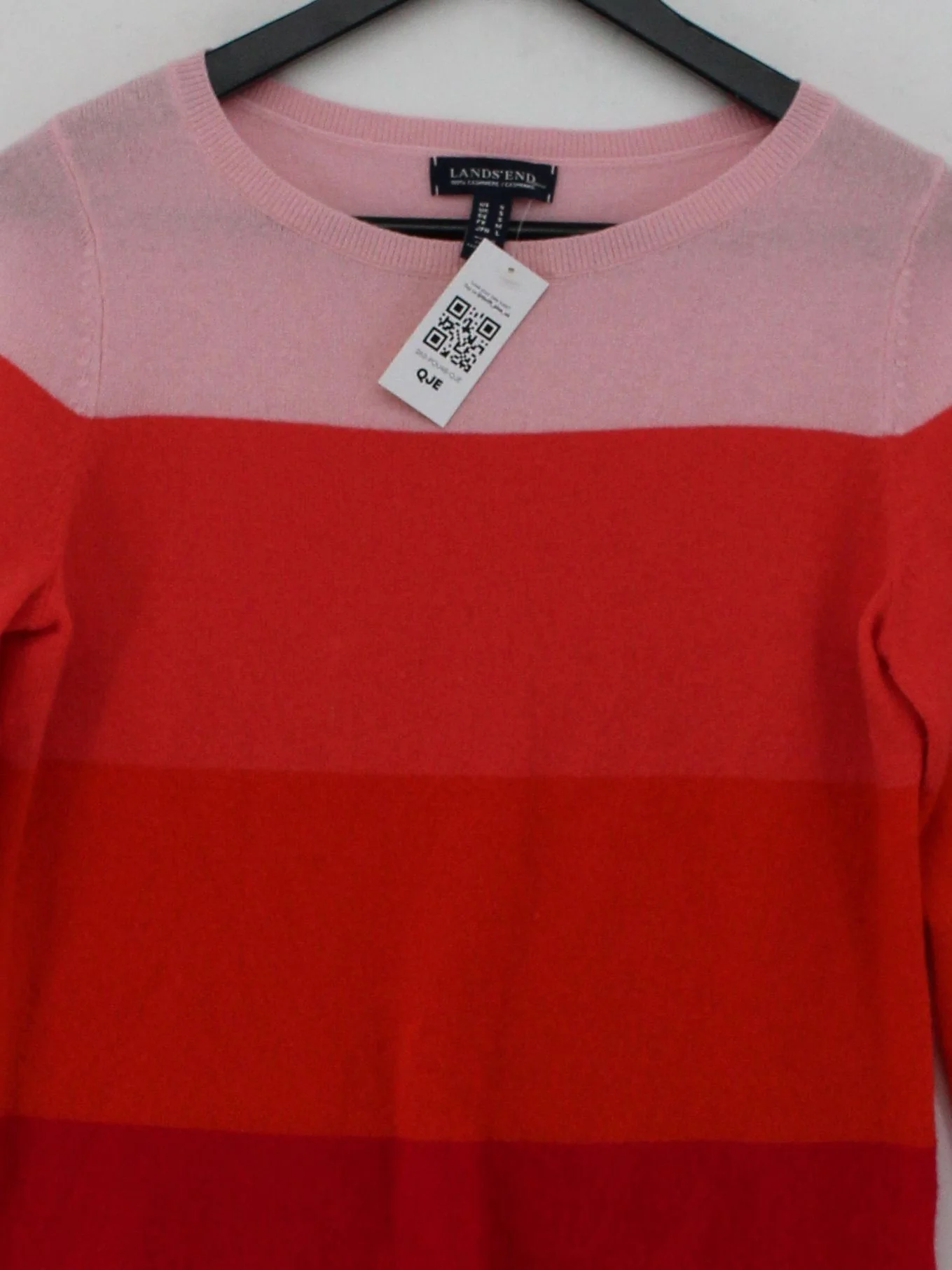 Lands End Women's Jumper UK 10 Multi Striped 100% Cashmere Round Neck Pullover - Image 3