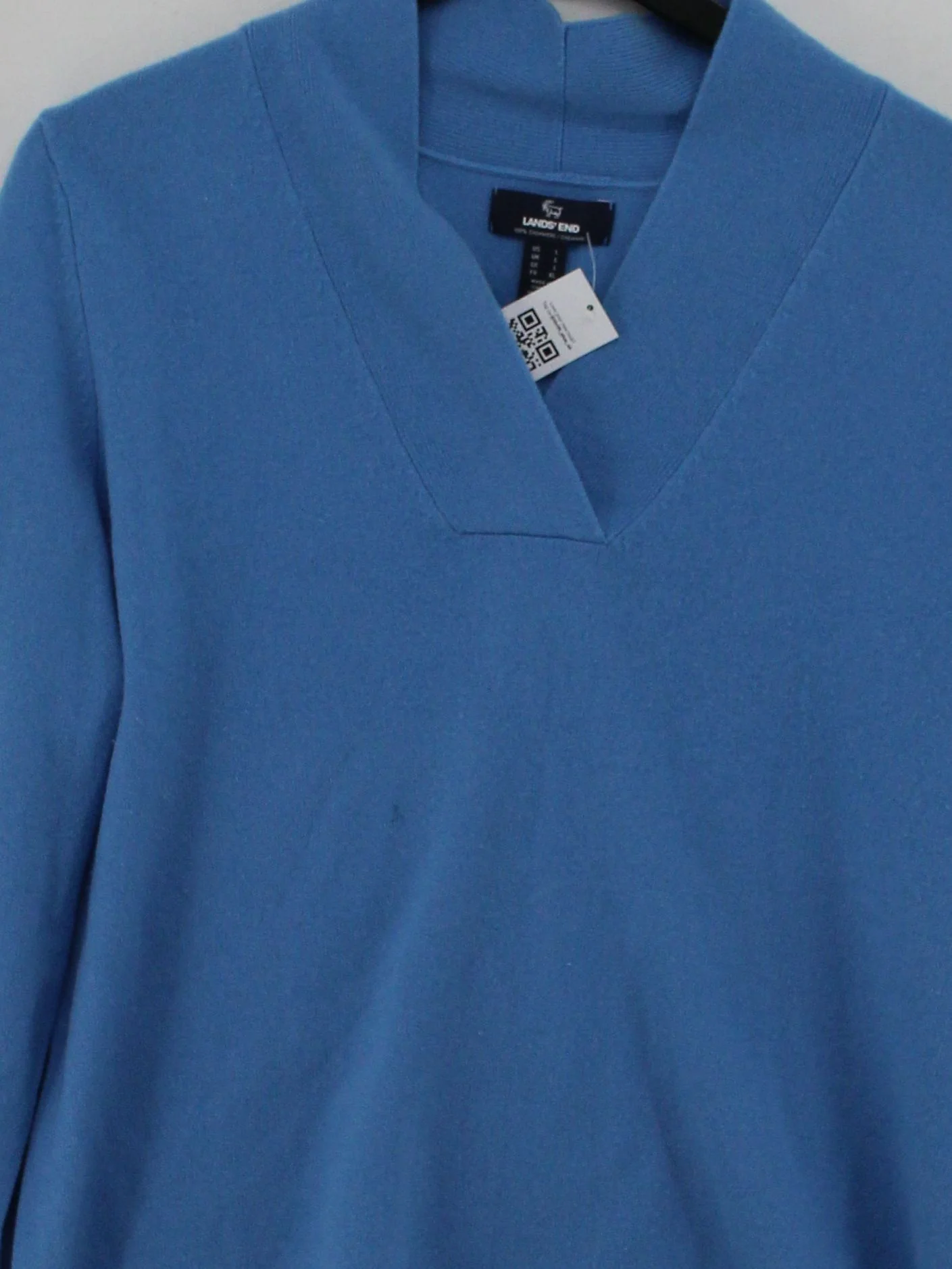 Lands End Women's Jumper UK 16 Blue 100% Cashmere V-Neck Pullover - Image 3