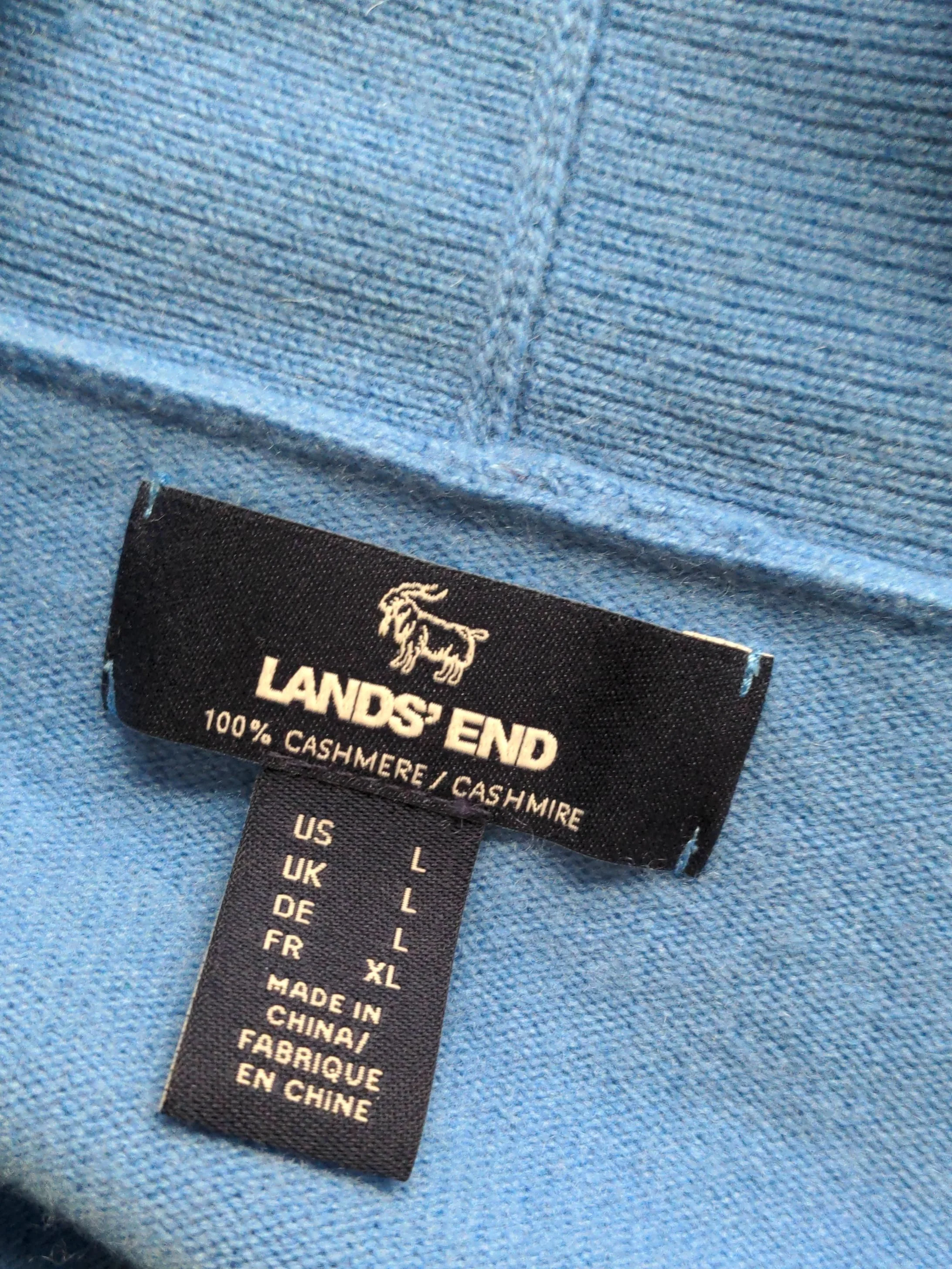 Lands End Women's Jumper UK 16 Blue 100% Cashmere V-Neck Pullover - Image 5