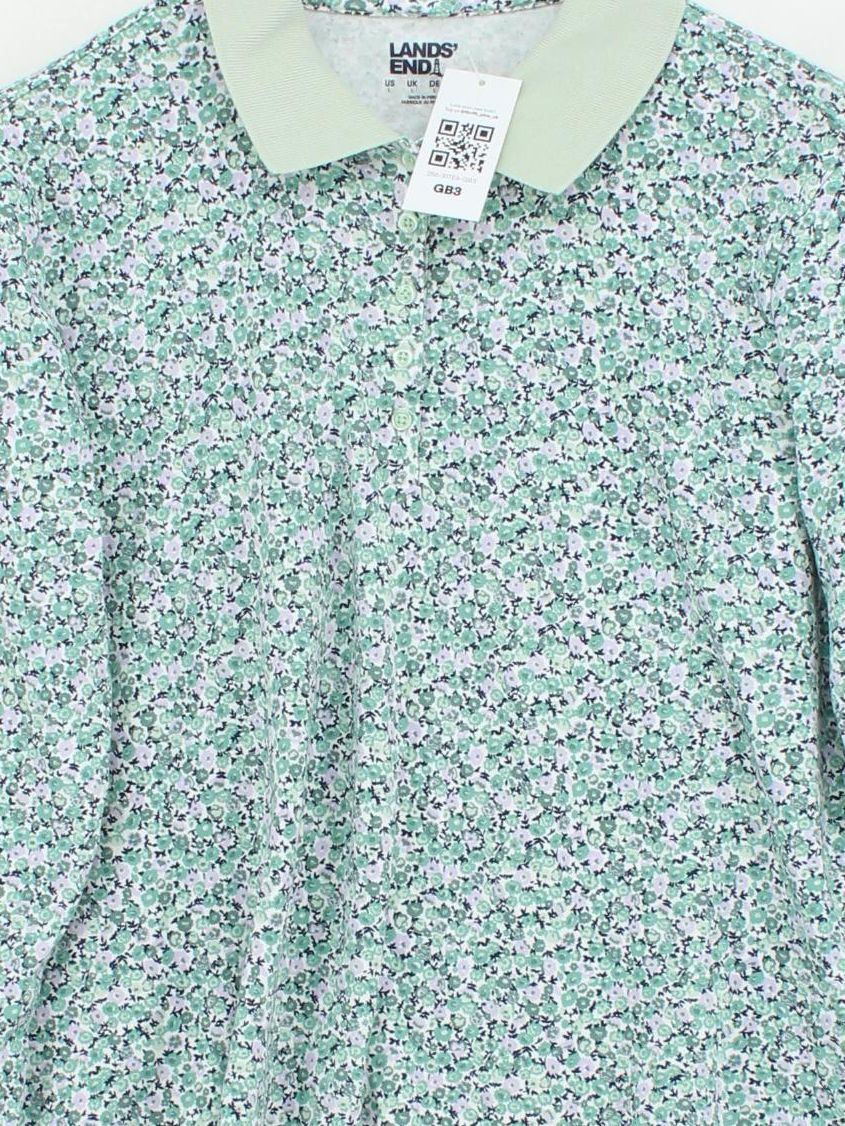 Lands End Women's Polo L Green Cotton with Spandex Basic - Image 3