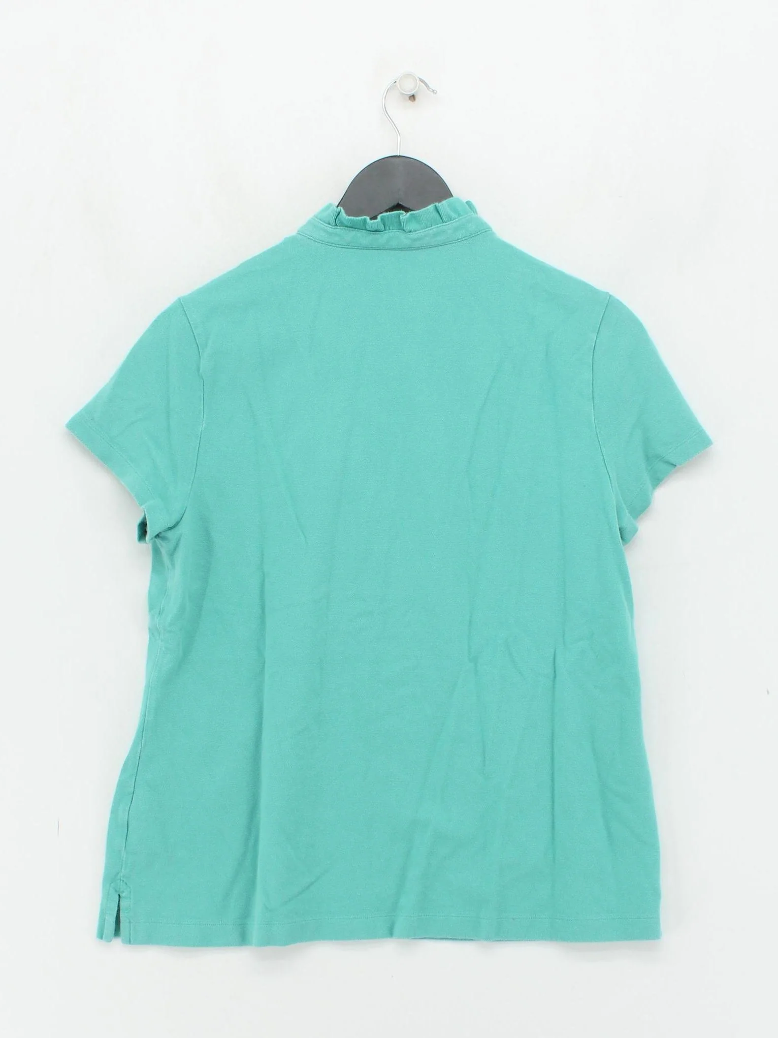 Lands End Women's Polo L Green Cotton with Spandex Short Sleeve Collared Basic - Image 2
