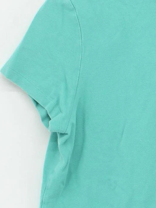 Lands End Women's Polo L Green Cotton with Spandex Short Sleeve Collared Basic - Image 4