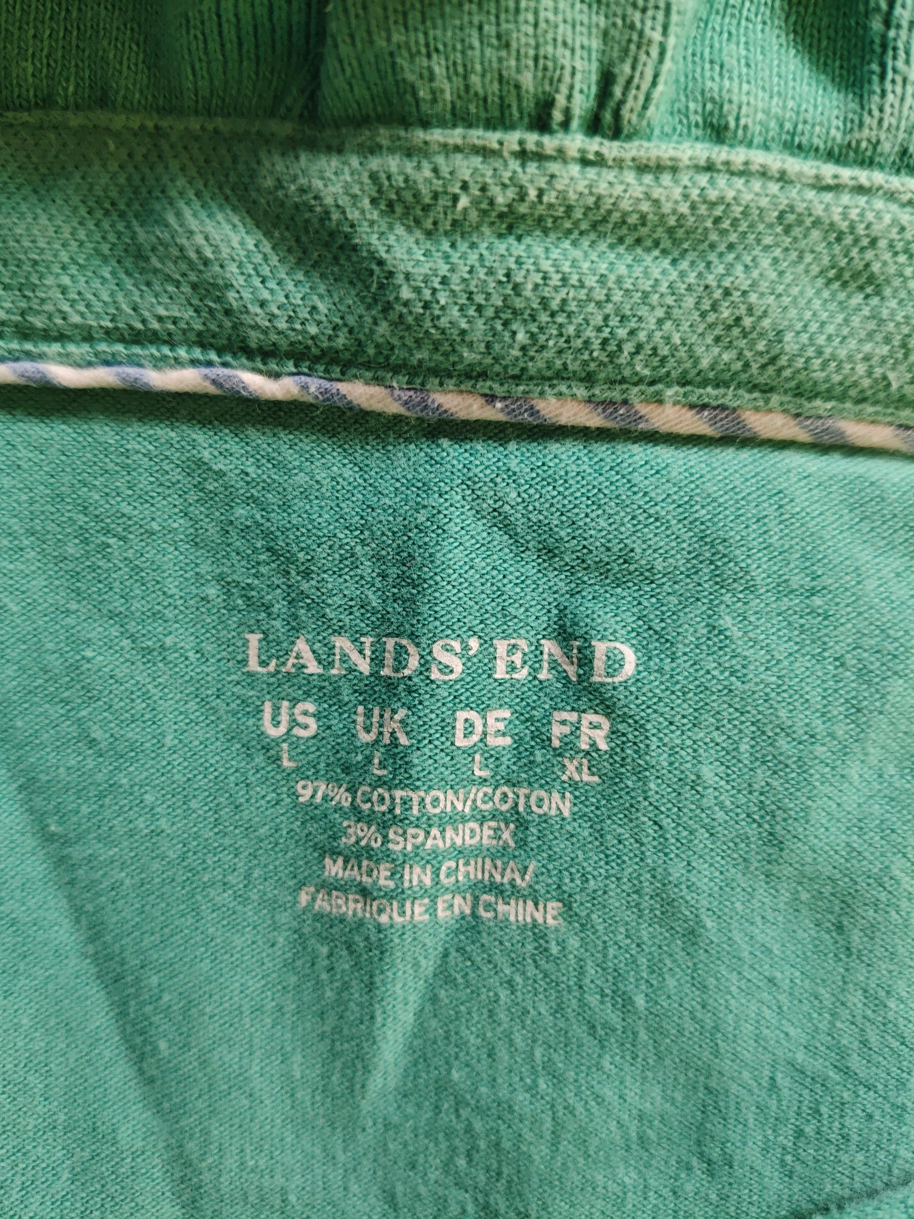 Lands End Women's Polo L Green Cotton with Spandex Short Sleeve Collared Basic - Image 5