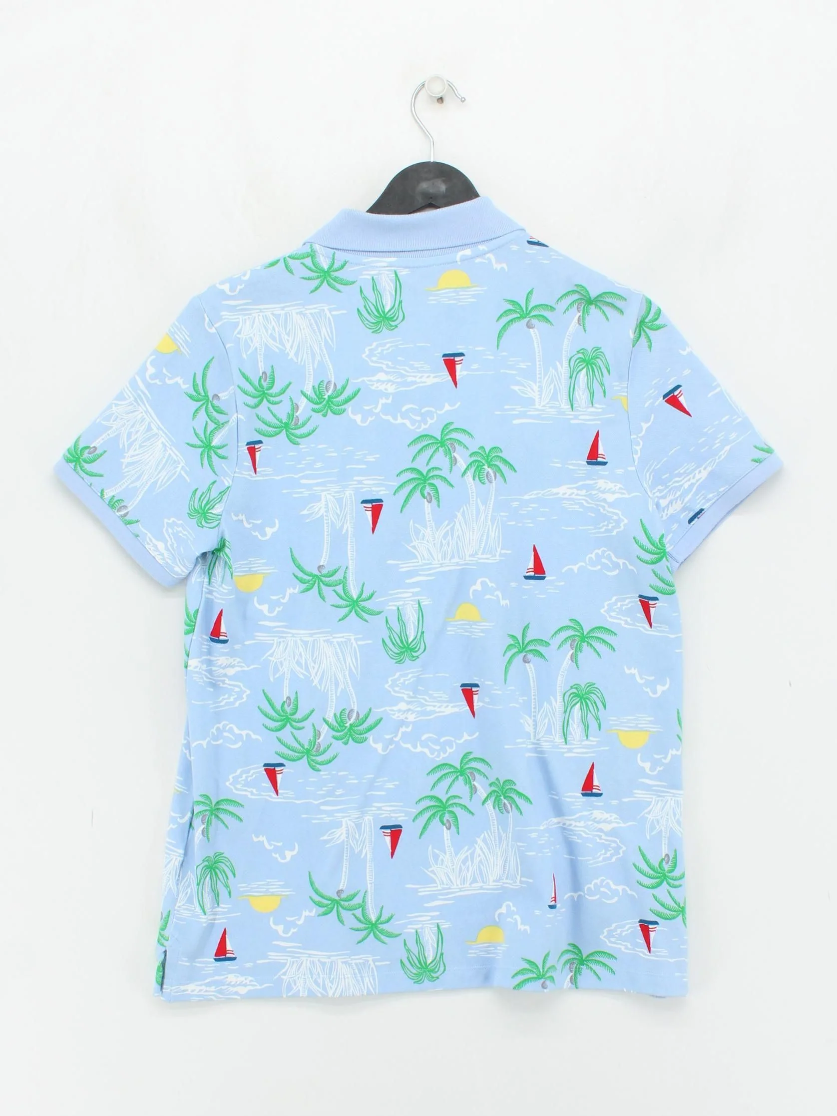 Lands End Women's Polo M Blue Cotton with Spandex Short Sleeve Collared Basic - Image 2