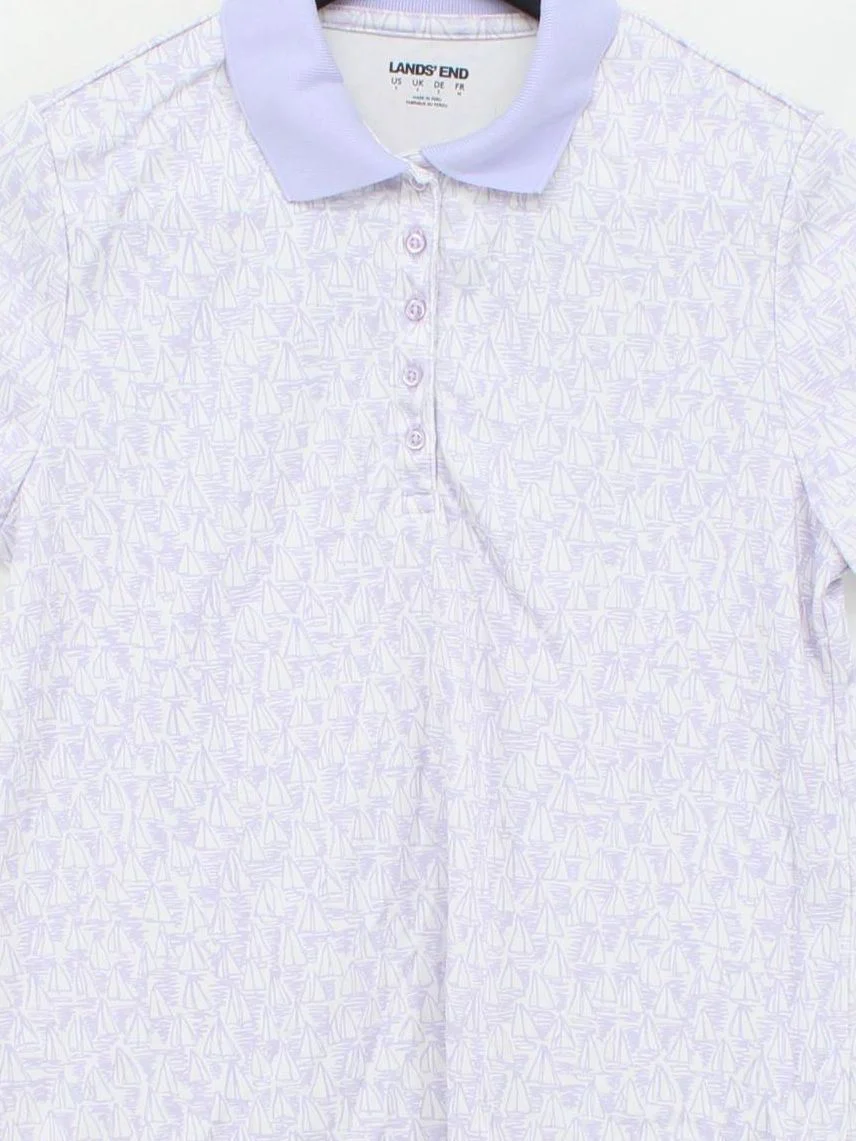 Lands End Women's Polo S Purple Cotton with Spandex Short Sleeve Collared Basic - Image 3