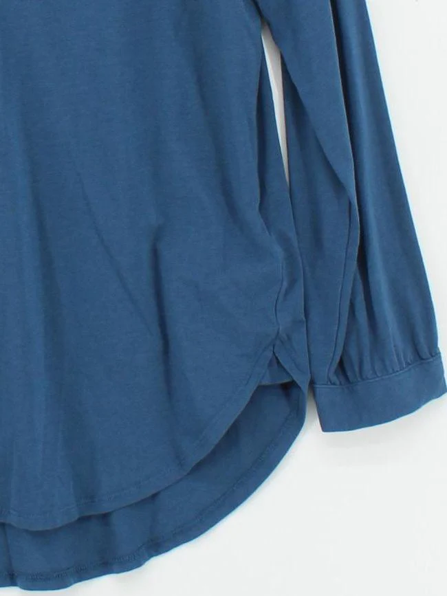 Lands End Women's Shirt M Blue Cotton with Viscose, Elastane Basic - Image 4
