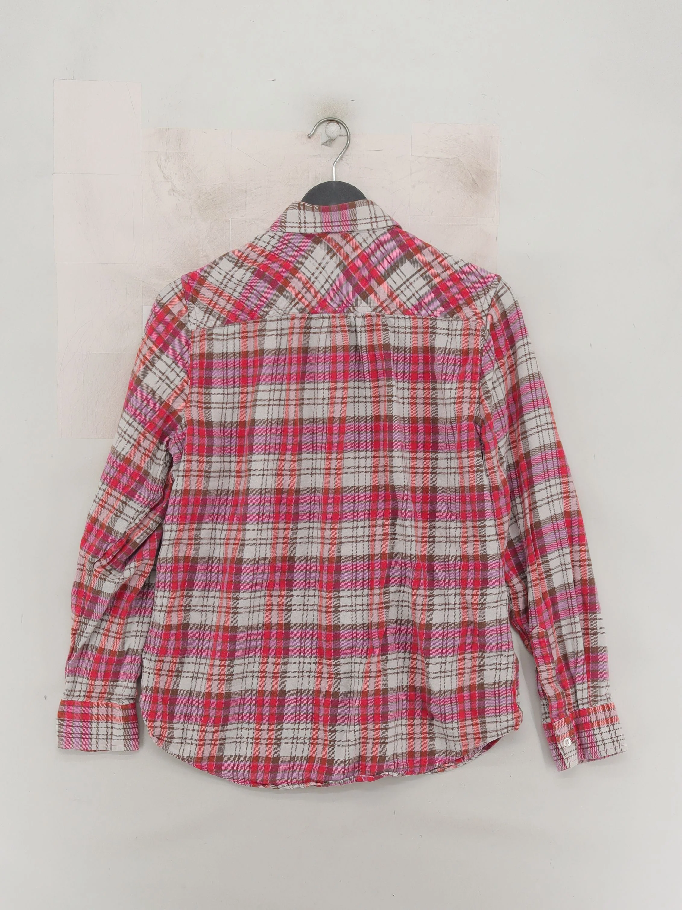 Lands End Women's Shirt M Multi Checkered 100% Cotton Long Sleeve Collared Basic - Image 2