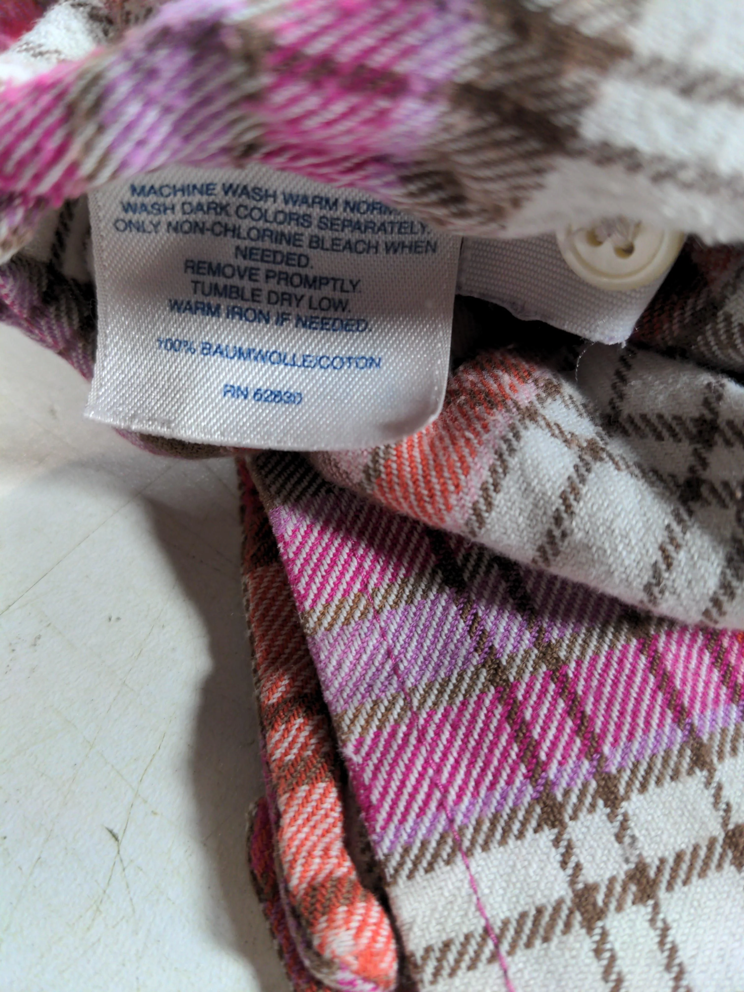 Lands End Women's Shirt M Multi Checkered 100% Cotton Long Sleeve Collared Basic - Image 6