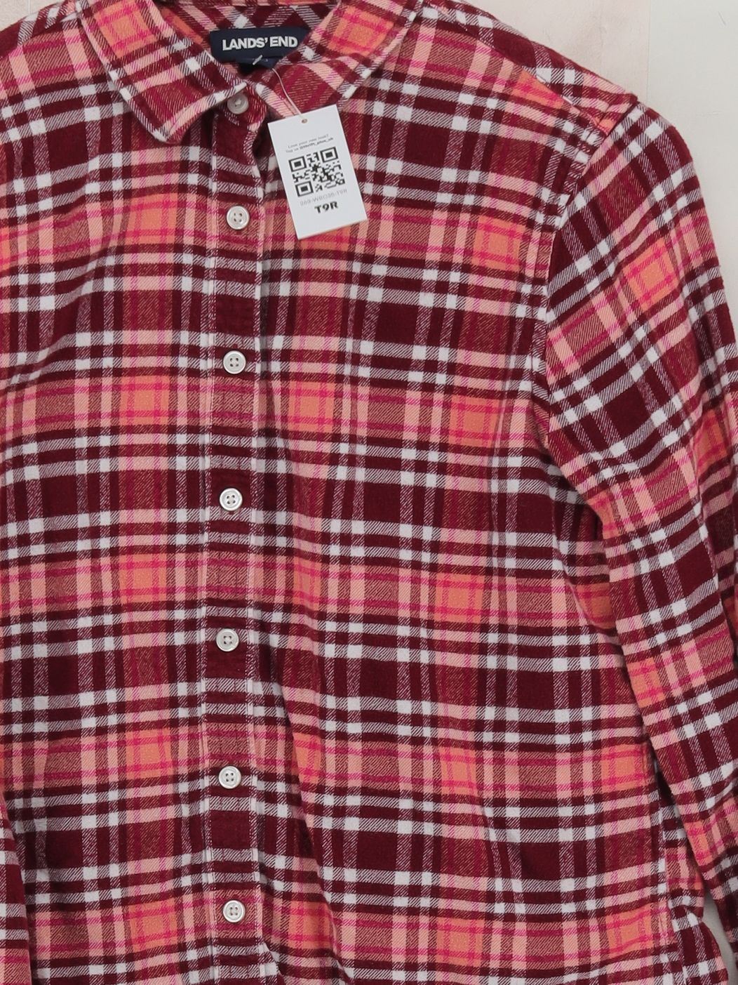Lands End Women's Shirt UK 12 Red 100% Cotton Basic - Image 3