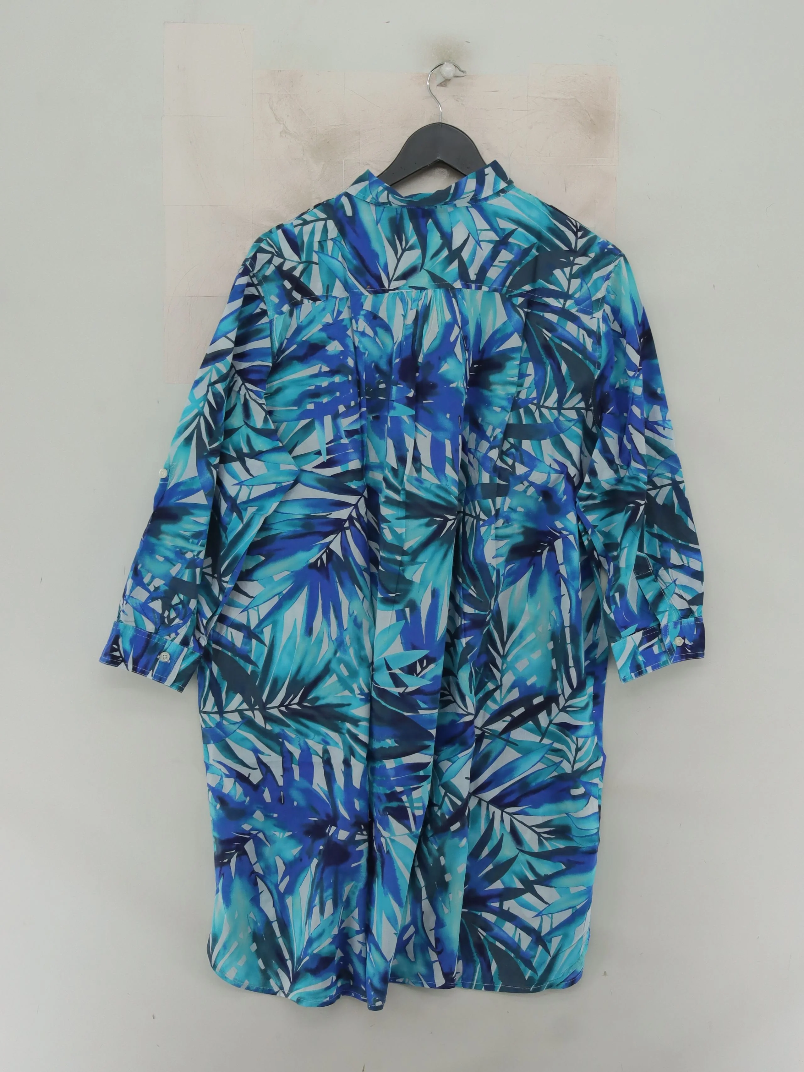 Lands End Women's Shirt XL Blue Floral 100% Cotton 3/4 Sleeve Collared Basic - Image 2