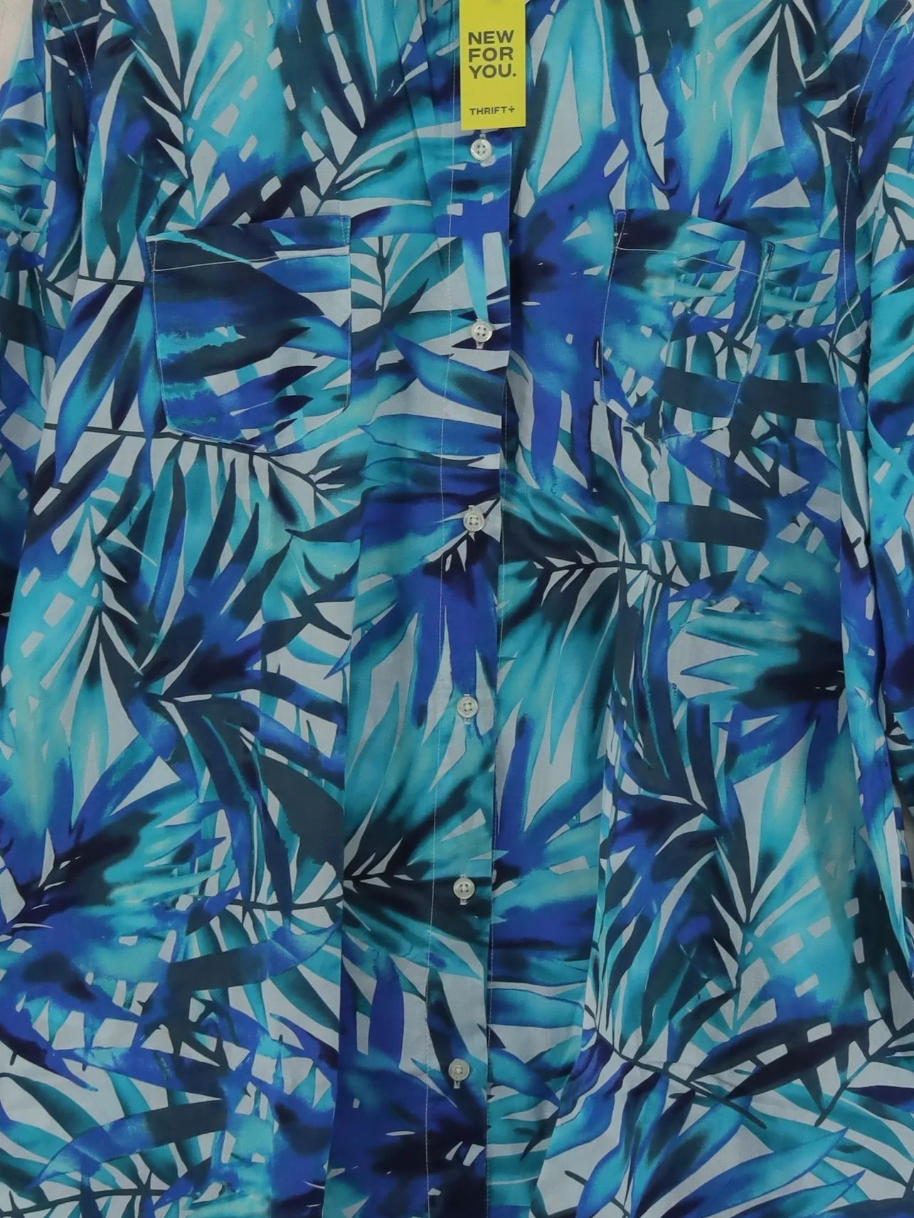 Lands End Women's Shirt XL Blue Floral 100% Cotton 3/4 Sleeve Collared Basic - Image 3