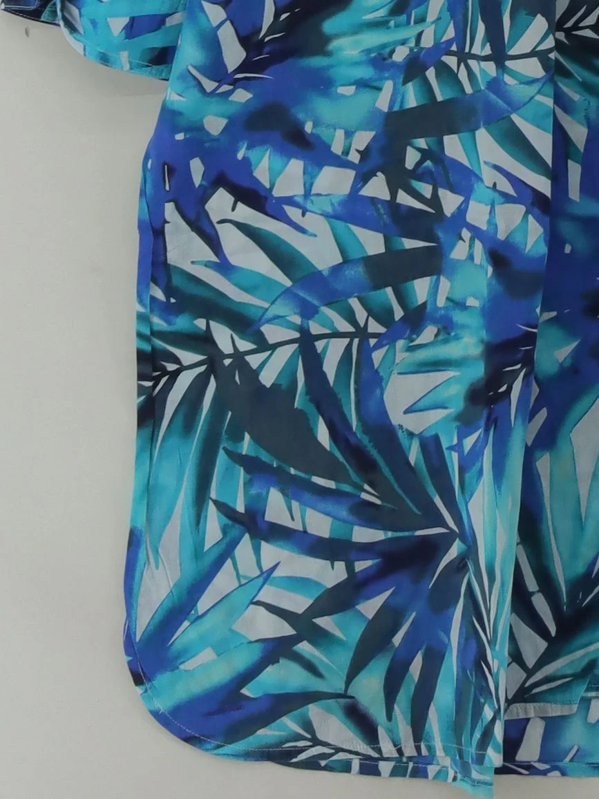 Lands End Women's Shirt XL Blue Floral 100% Cotton 3/4 Sleeve Collared Basic - Image 4