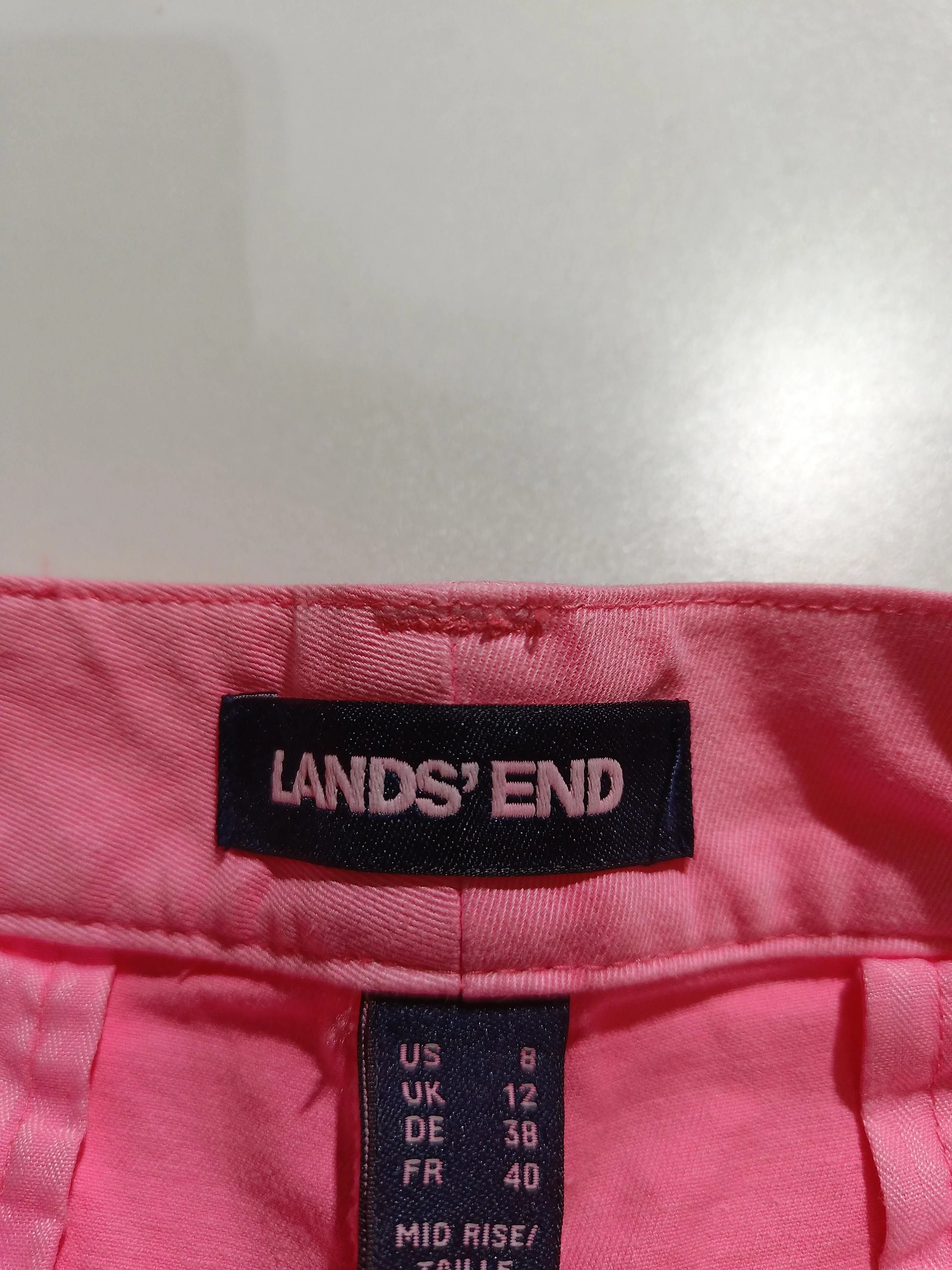 Lands End Women's Shorts UK 12 Pink Cotton with Elastane Mom - Image 5