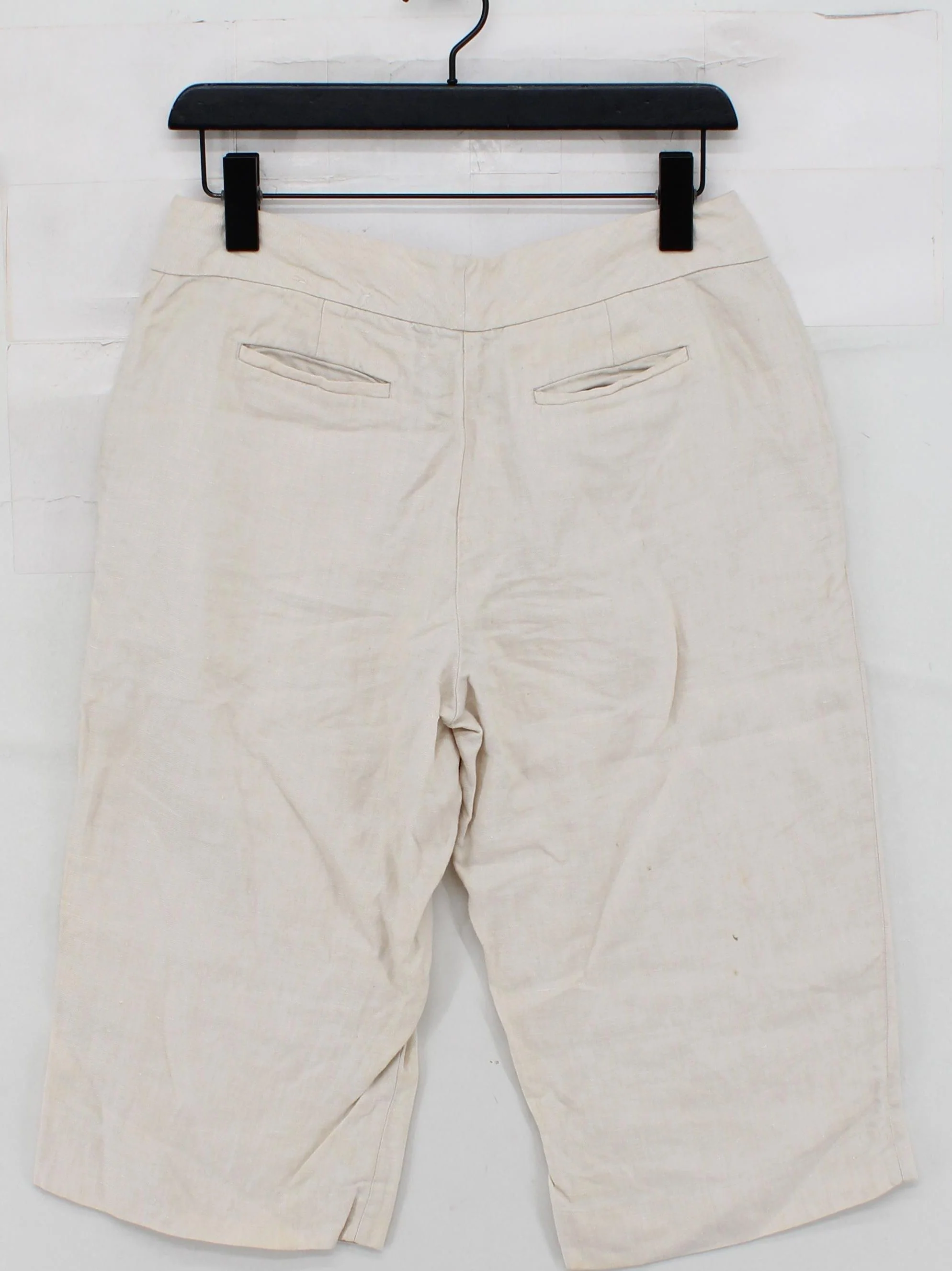 Lands End Women's Shorts UK 8 Cream 100% Linen Sweat - Image 2