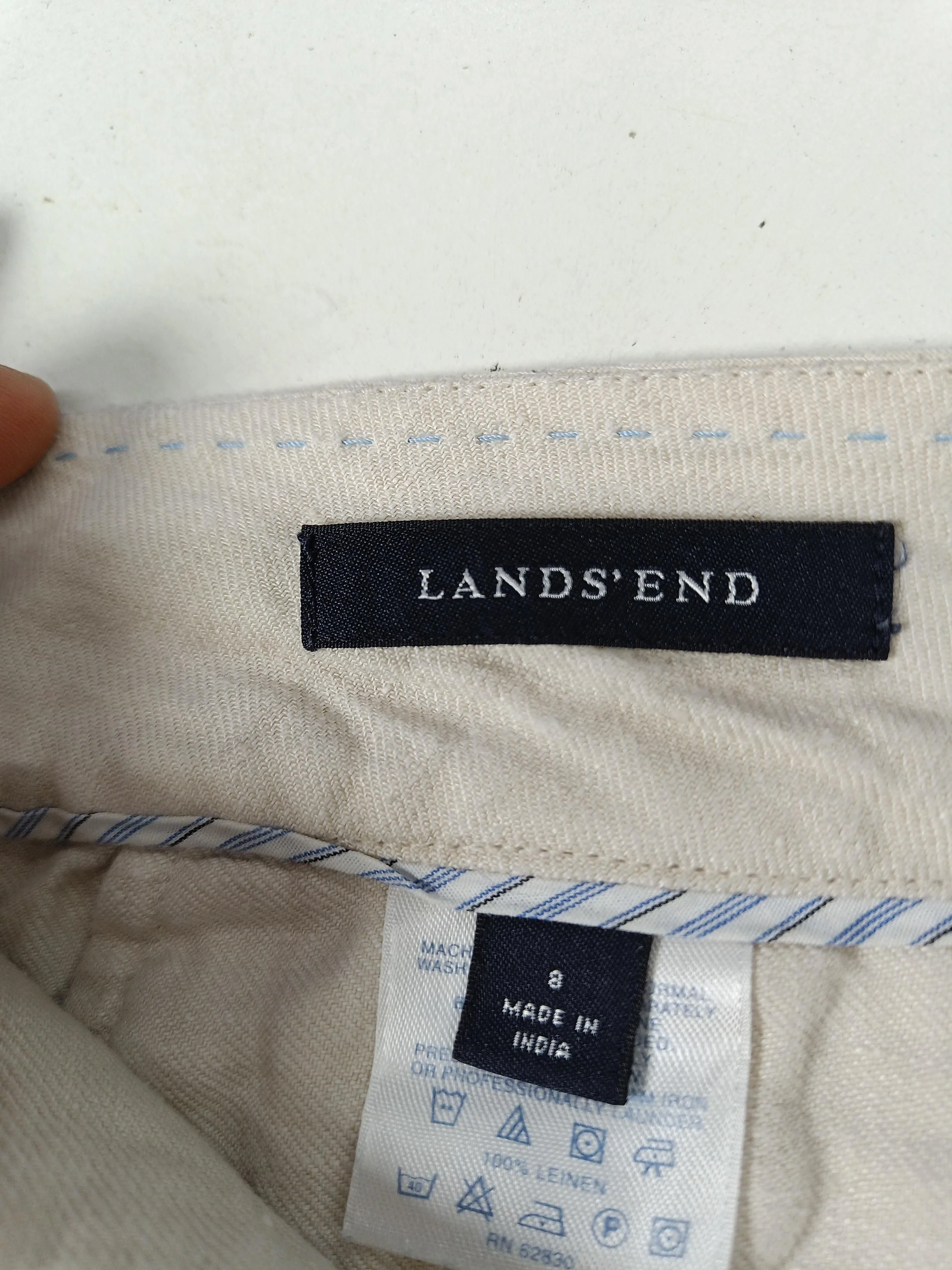 Lands End Women's Shorts UK 8 Cream 100% Linen Sweat - Image 5