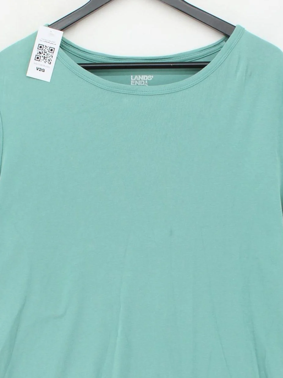 Lands End Women's T-Shirt UK 20 Green 100% Cotton Short Sleeve Round Neck Basic - Image 3