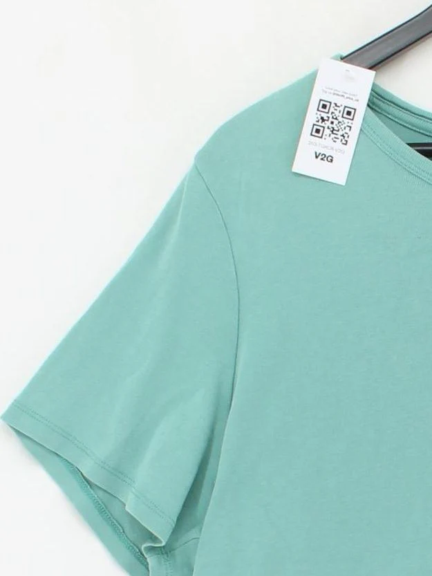 Lands End Women's T-Shirt UK 20 Green 100% Cotton Short Sleeve Round Neck Basic - Image 4