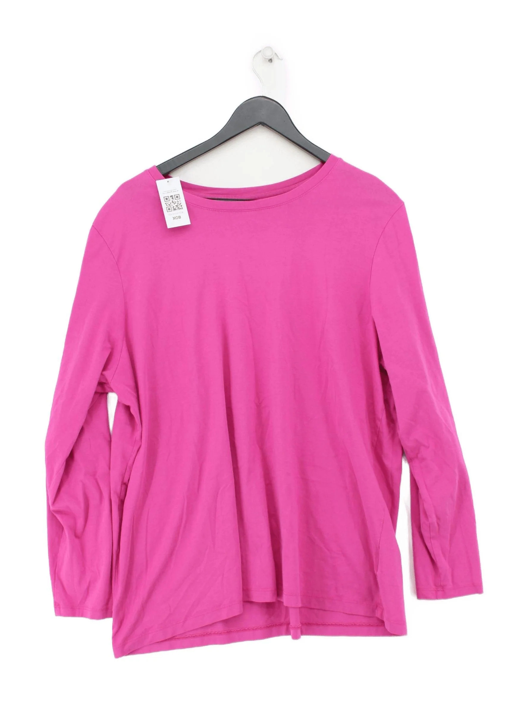 Lands End Women's T-Shirt UK 20 Pink 100% Cotton Short Sleeve Round Neck Basic