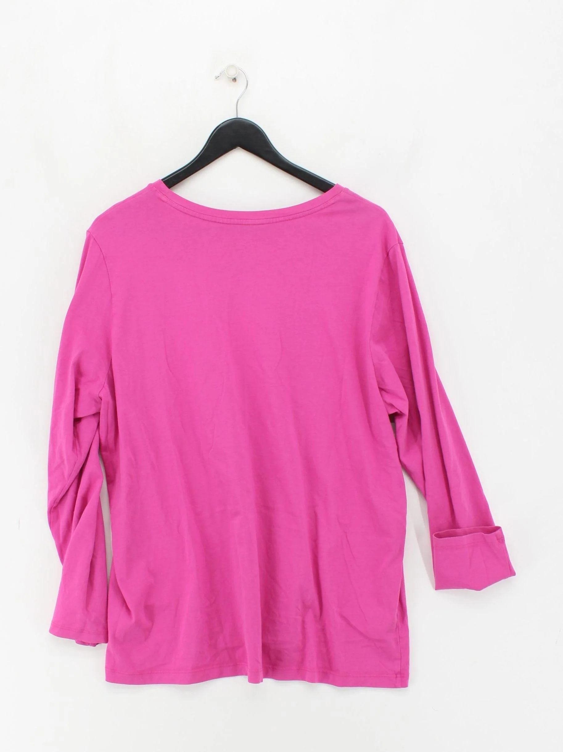Lands End Women's T-Shirt UK 20 Pink 100% Cotton Short Sleeve Round Neck Basic - Image 2
