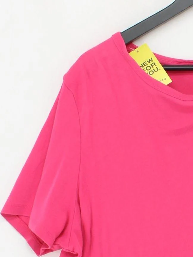 Lands End Women's T-Shirt UK 20 Pink 100% Cotton Short Sleeve Round Neck Basic - Image 4