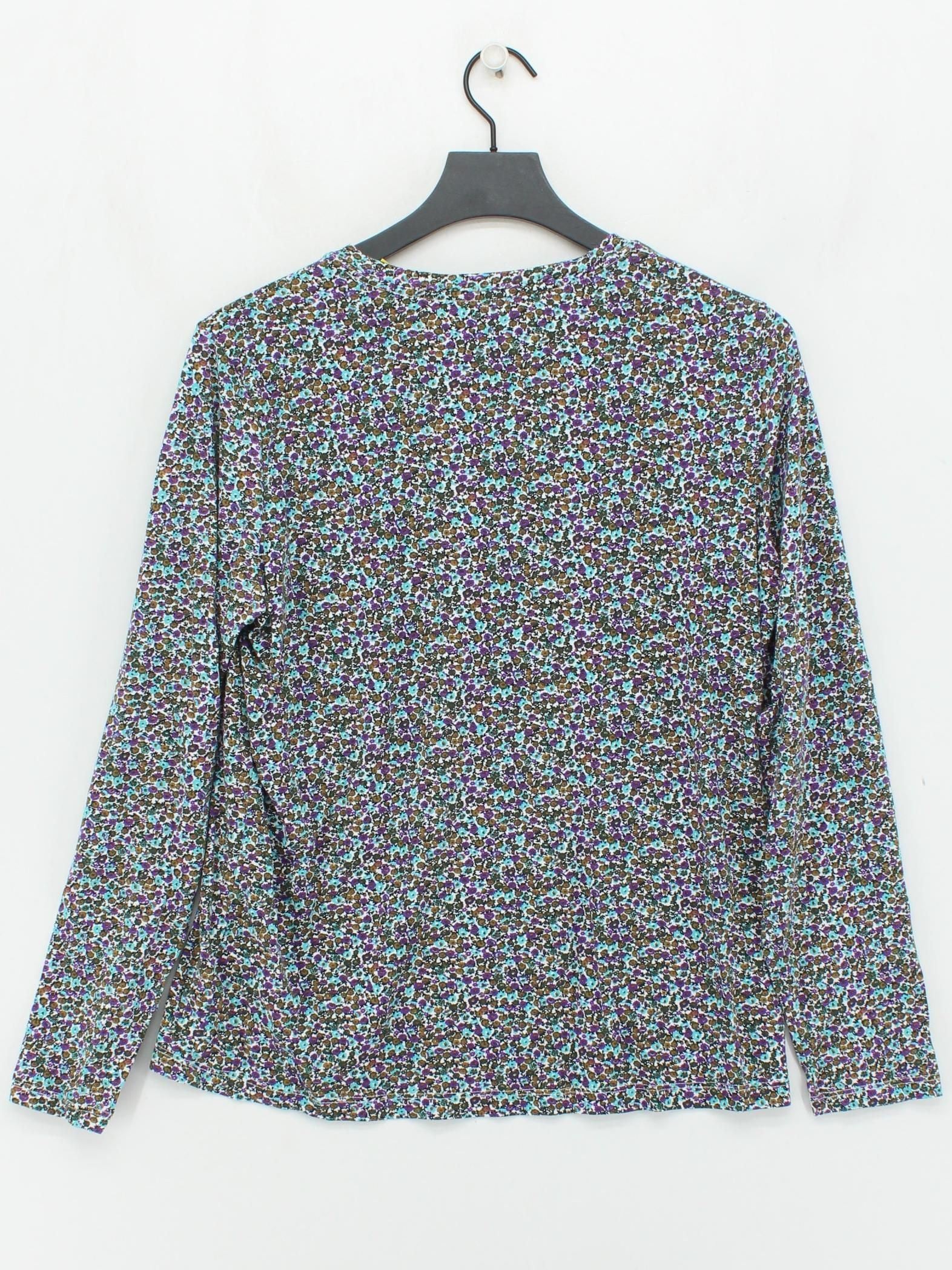 Lands End Women's Top M Multi Floral 100% Cotton Long Sleeve Round Neck Jersey - Image 2