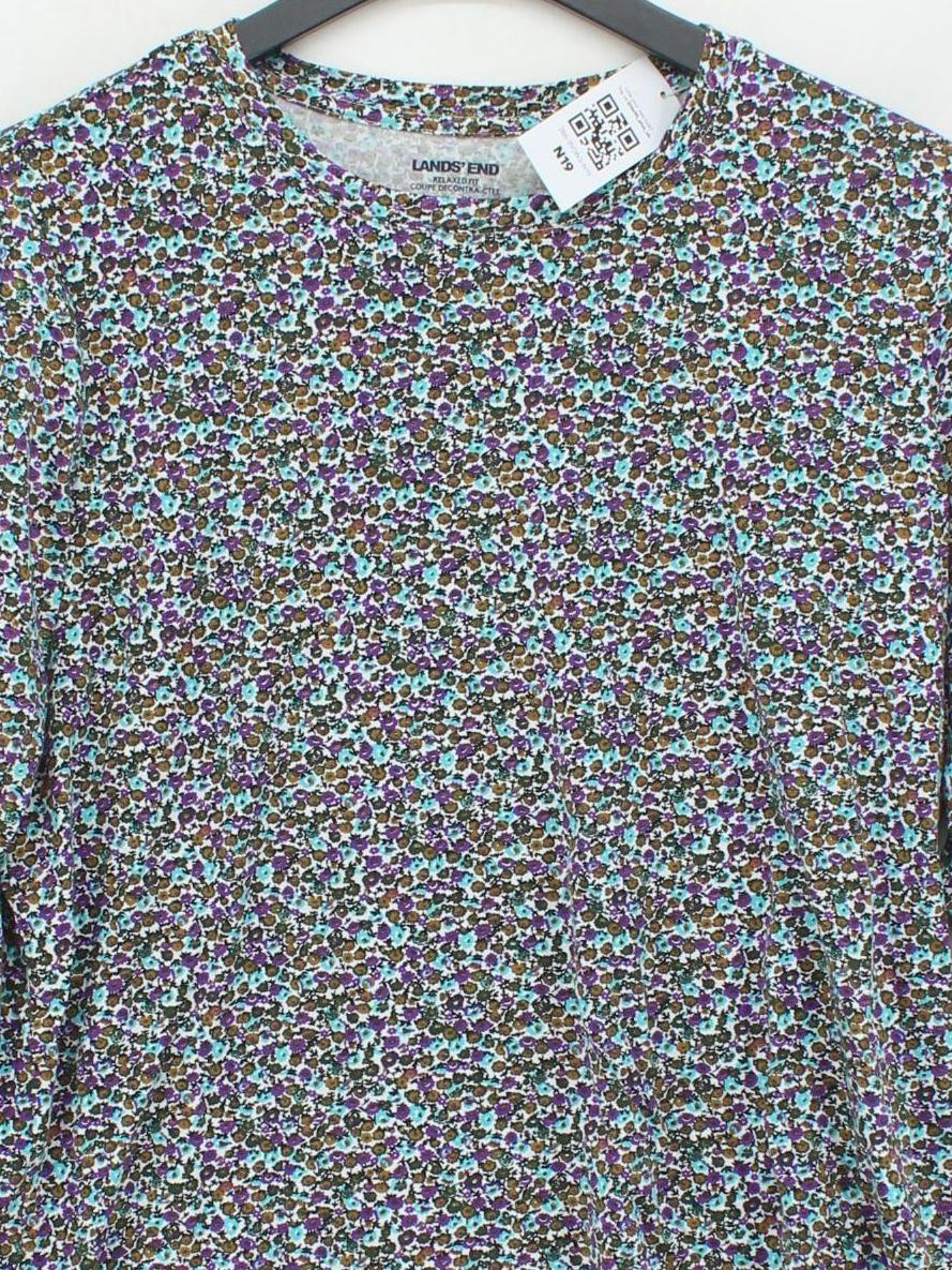 Lands End Women's Top M Multi Floral 100% Cotton Long Sleeve Round Neck Jersey - Image 3