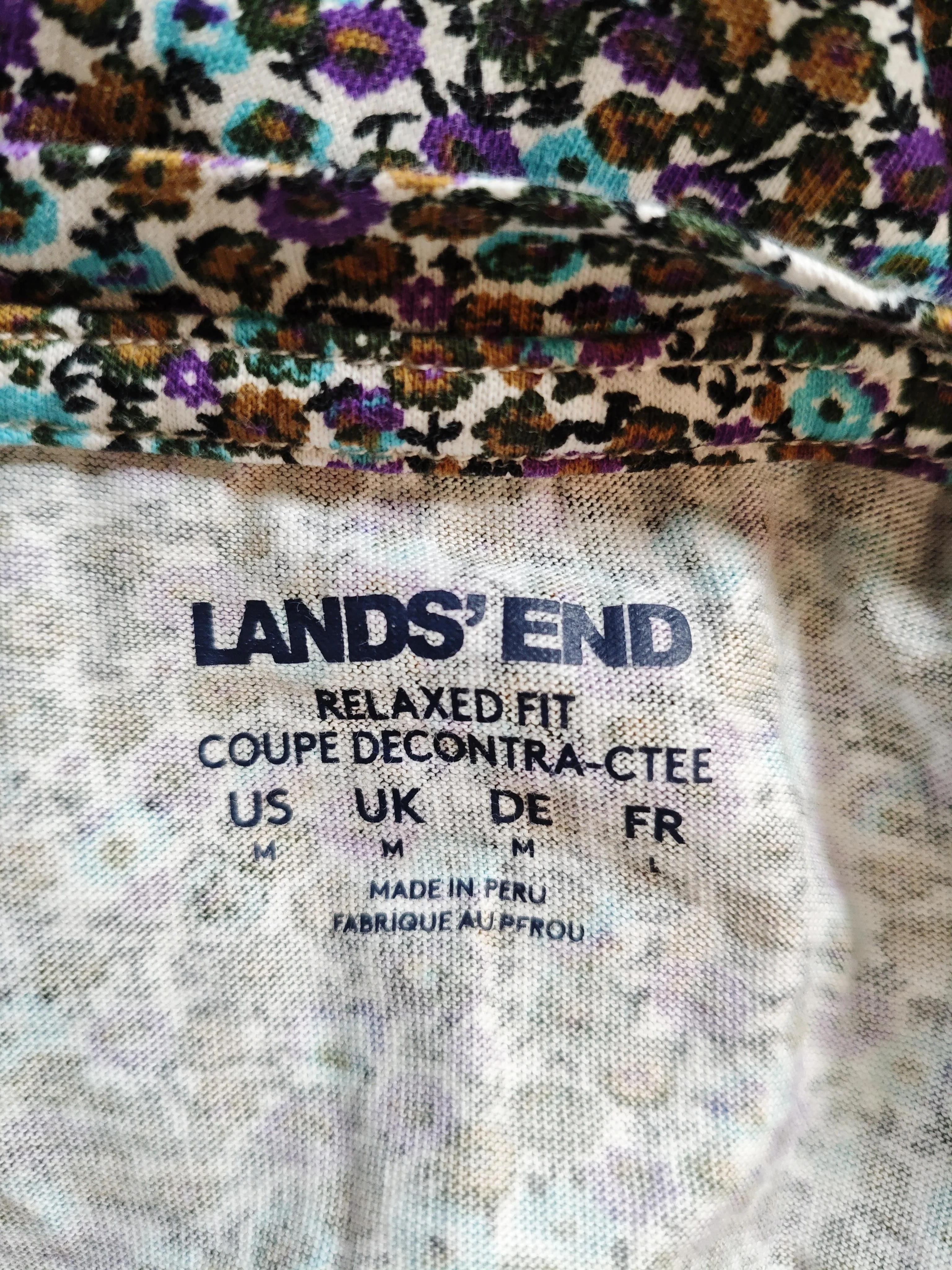 Lands End Women's Top M Multi Floral 100% Cotton Long Sleeve Round Neck Jersey - Image 5