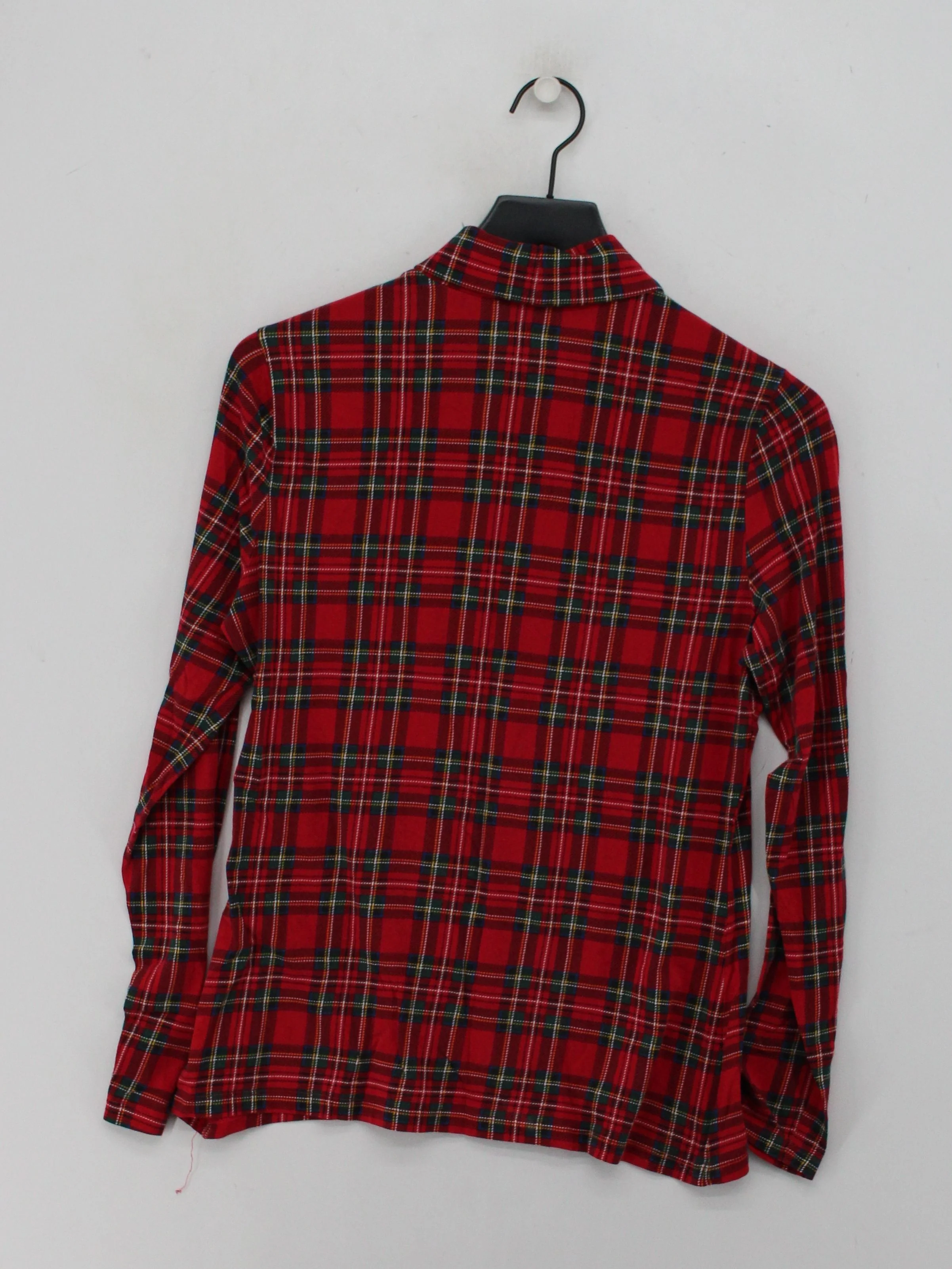 Lands End Women's Top M Red Checkered 100% Other Long Sleeve Mock Neck Basic - Image 2