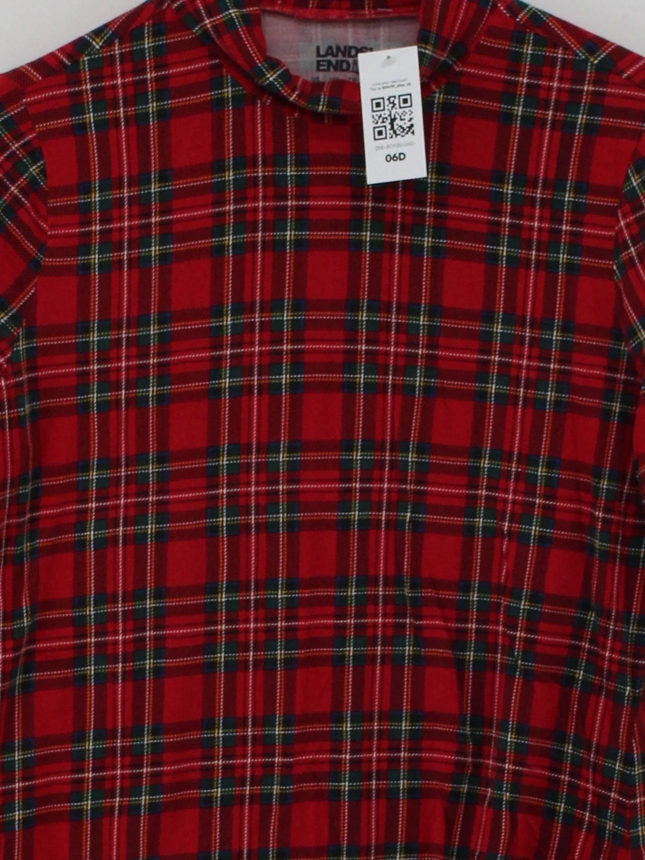 Lands End Women's Top M Red Checkered 100% Other Long Sleeve Mock Neck Basic - Image 3