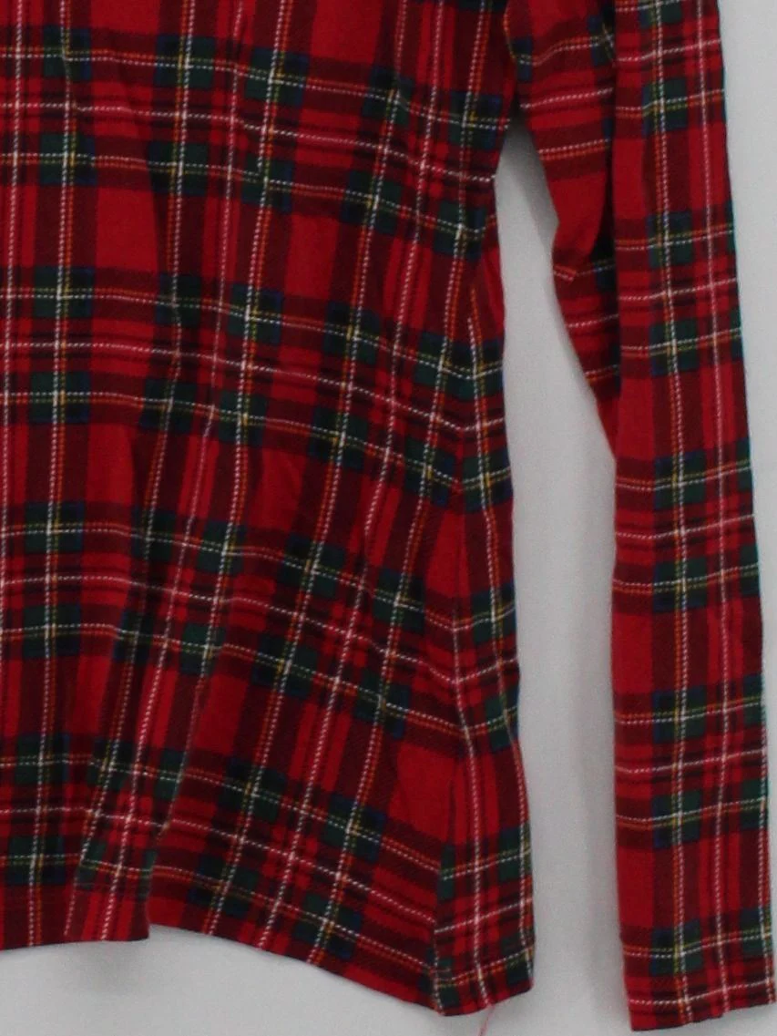 Lands End Women's Top M Red Checkered 100% Other Long Sleeve Mock Neck Basic - Image 4