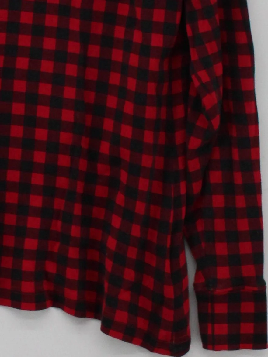 Lands End Women's Top S Red Checkered 100% Cotton Long Sleeve Round Neck Basic - Image 4