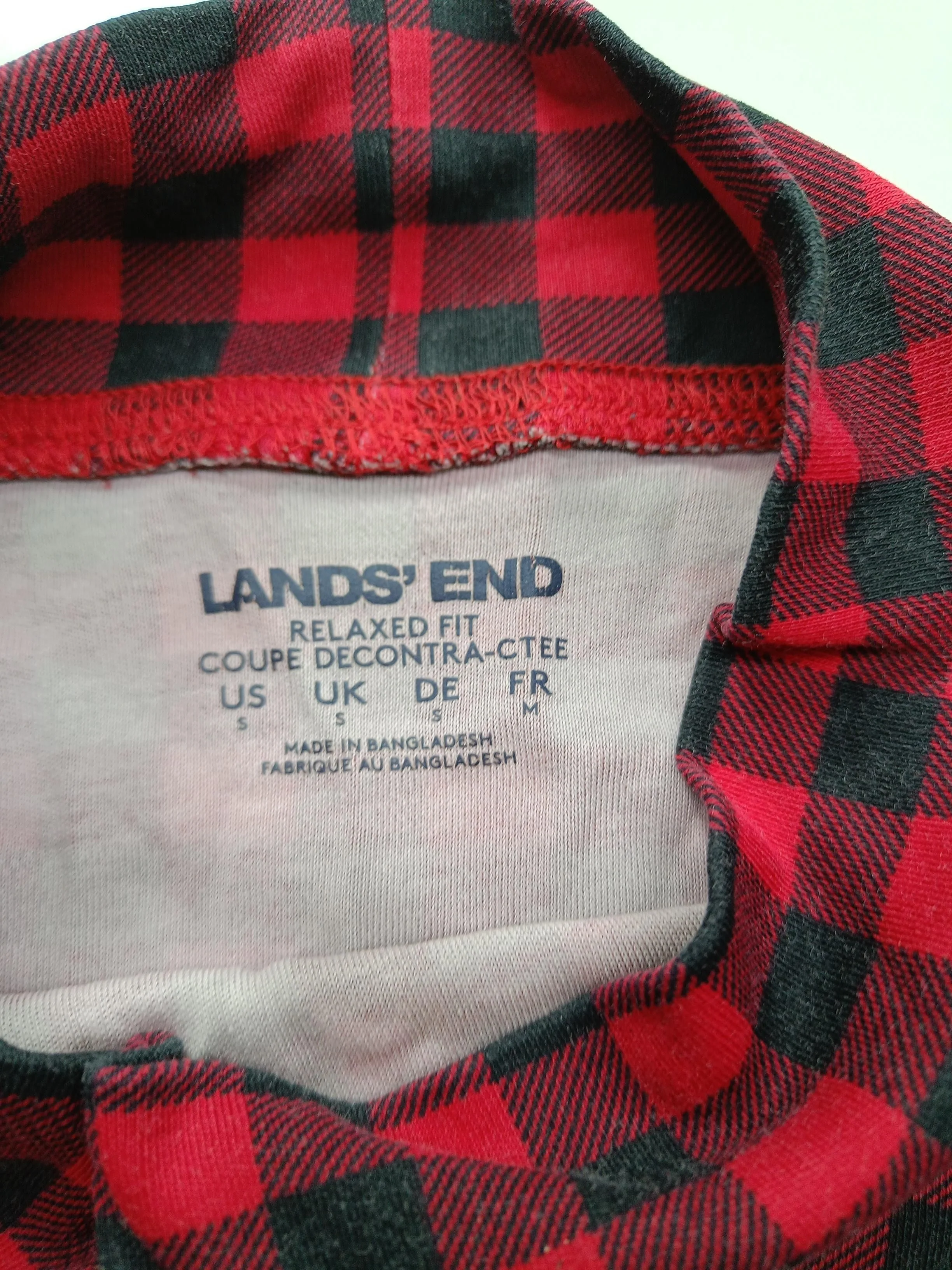 Lands End Women's Top S Red Checkered 100% Cotton Long Sleeve Round Neck Basic - Image 5