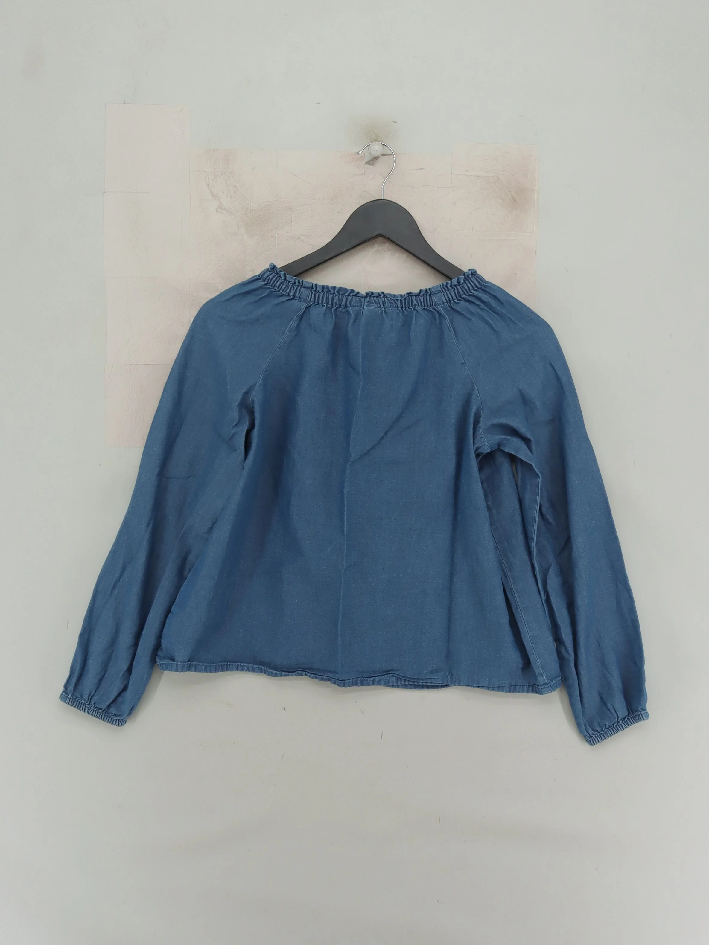 Lands End Women's Top UK 10 Blue 100% Cotton Long Sleeve Round Neck Basic - Image 2
