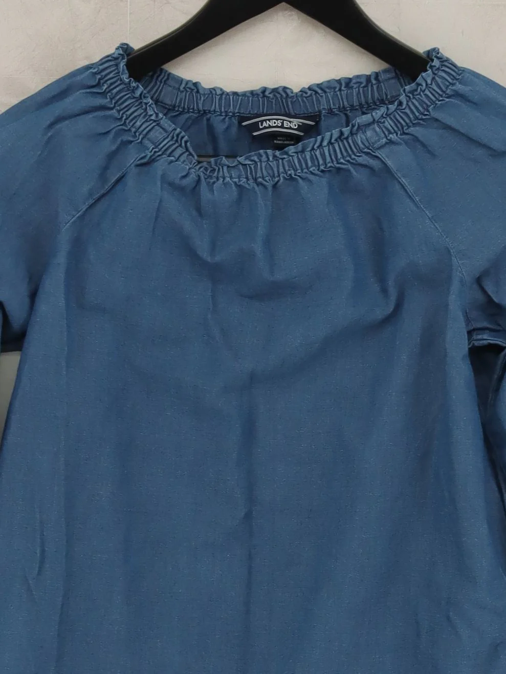 Lands End Women's Top UK 10 Blue 100% Cotton Long Sleeve Round Neck Basic - Image 3