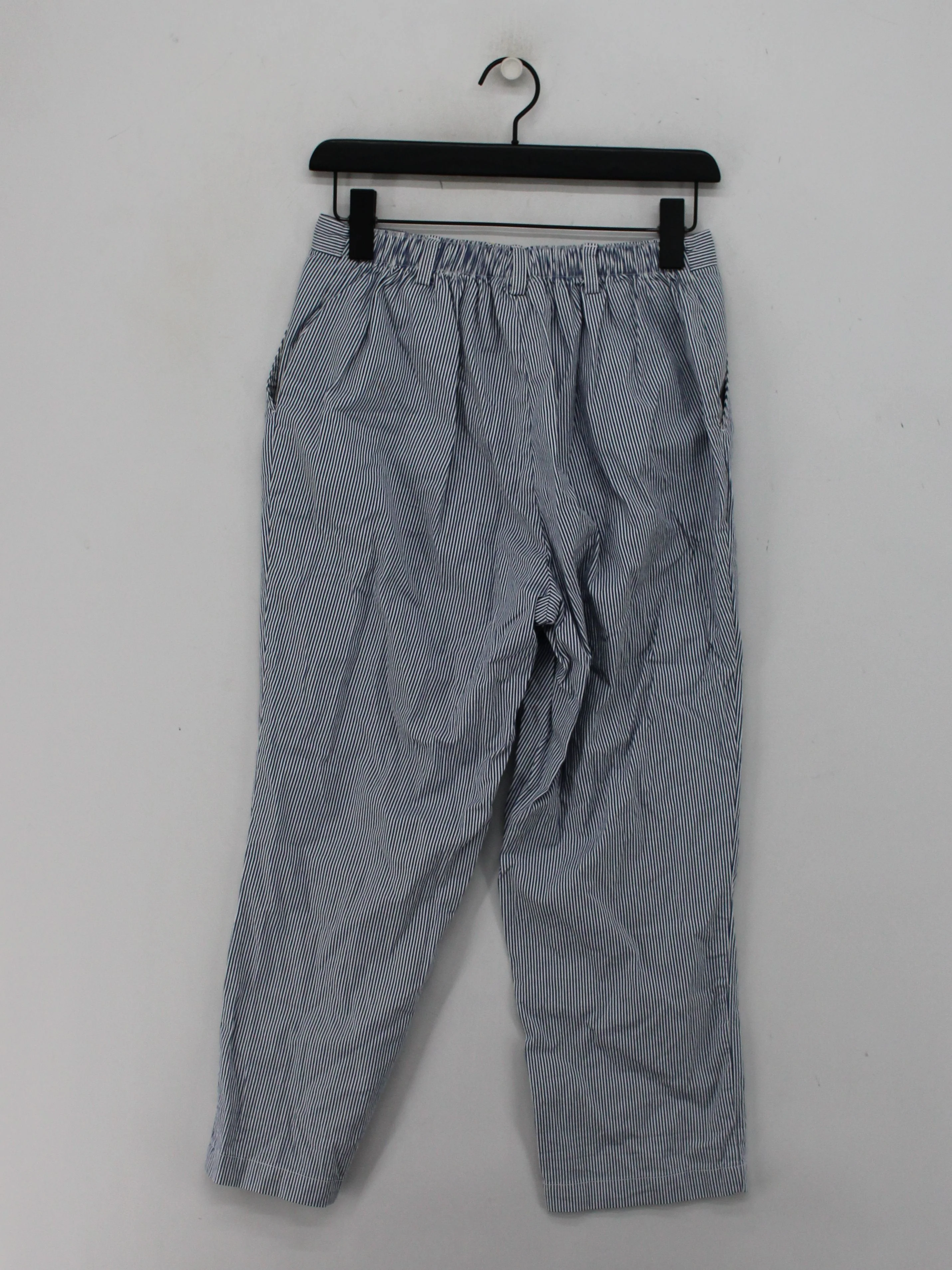 Lands End Women's Trousers M Blue Striped Cotton with Spandex Straight Capri - Image 2