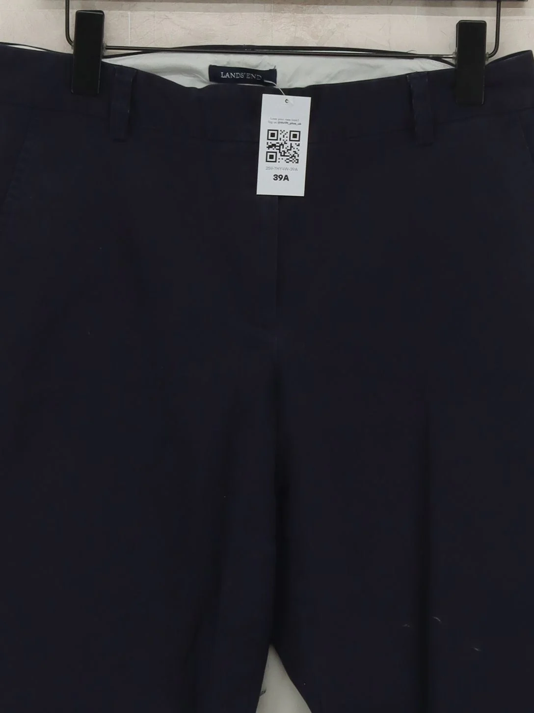 Lands End Women's Trousers UK 12 Blue Cotton with Elastane Straight Chino - Image 3