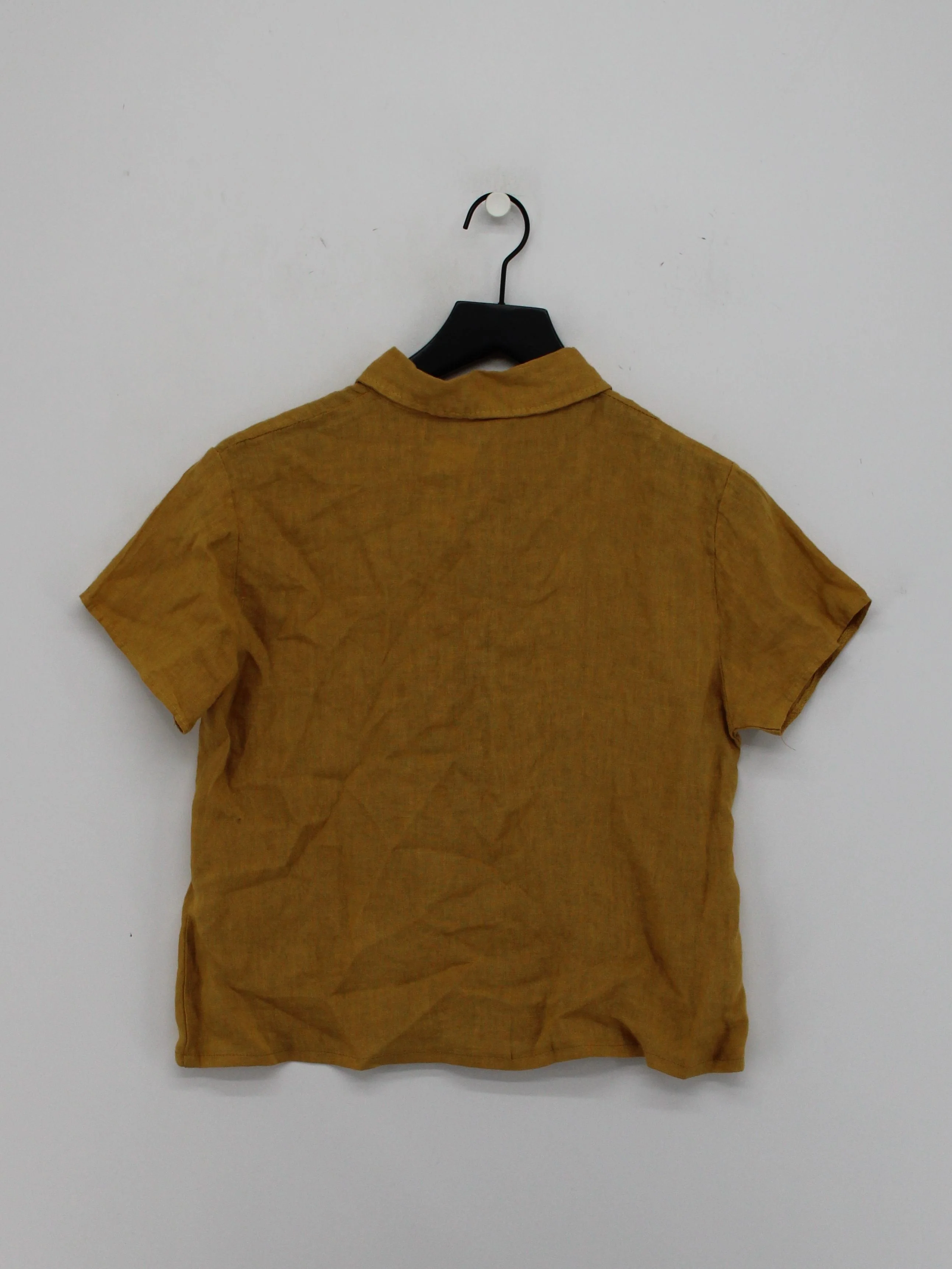 Lapima Women's Shirt M Yellow 100% Linen Short Sleeve Collared Basic - Image 2