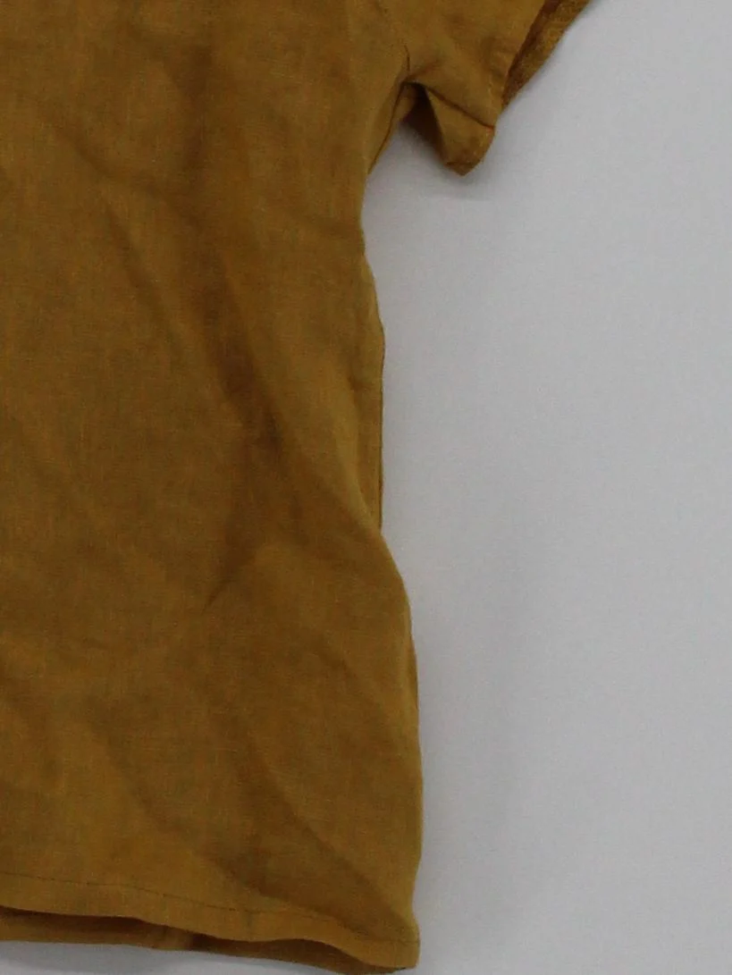 Lapima Women's Shirt M Yellow 100% Linen Short Sleeve Collared Basic - Image 4