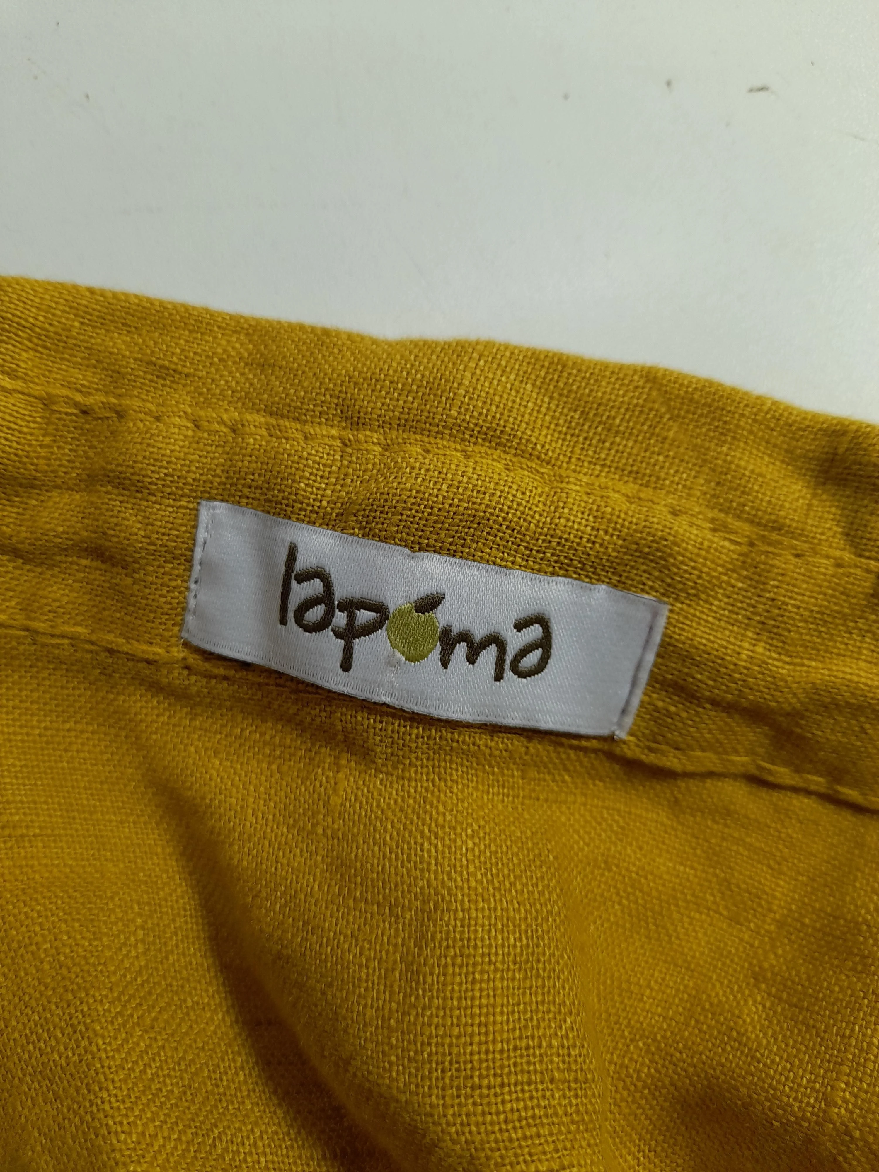 Lapima Women's Shirt M Yellow 100% Linen Short Sleeve Collared Basic - Image 5