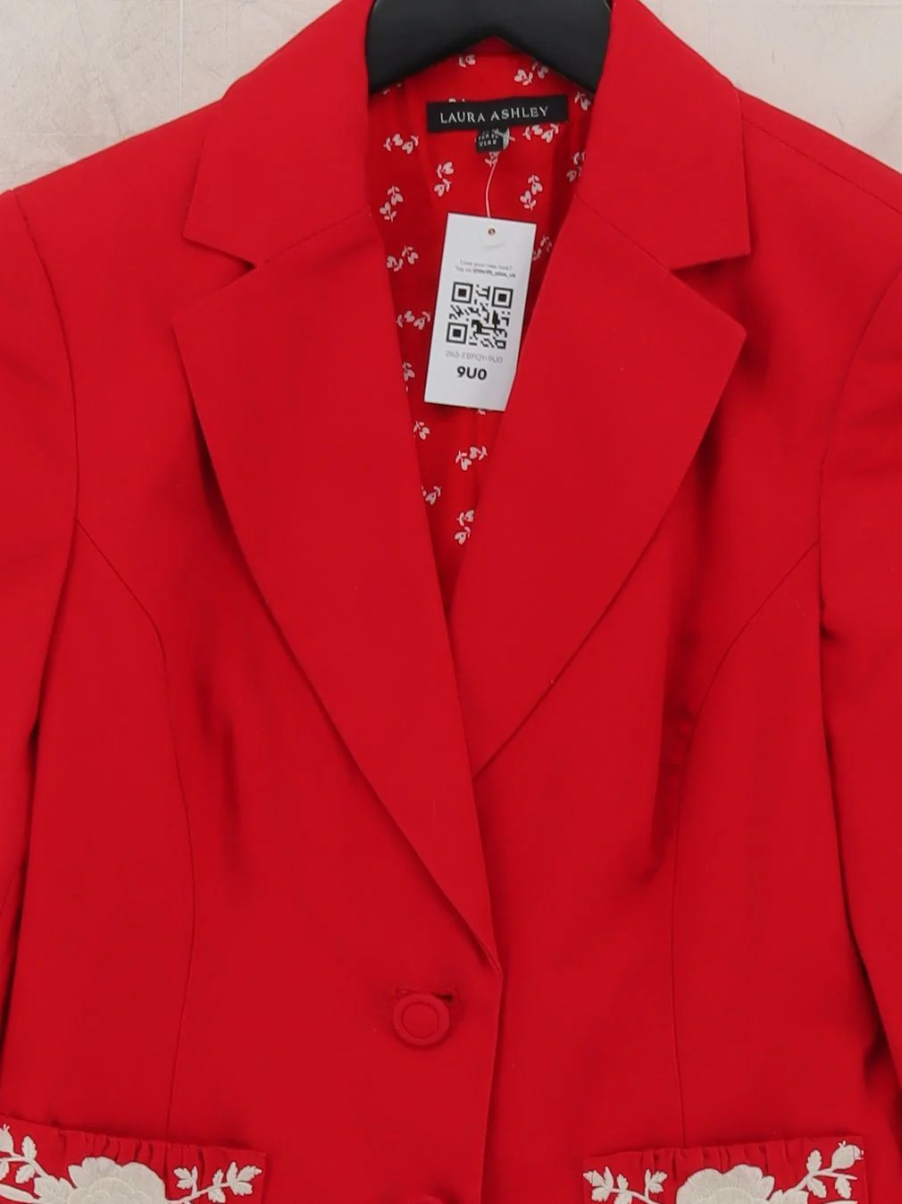 Laura Ashley Women's Blazer UK 12 Red Cotton with Acetate Overcoat - Image 3
