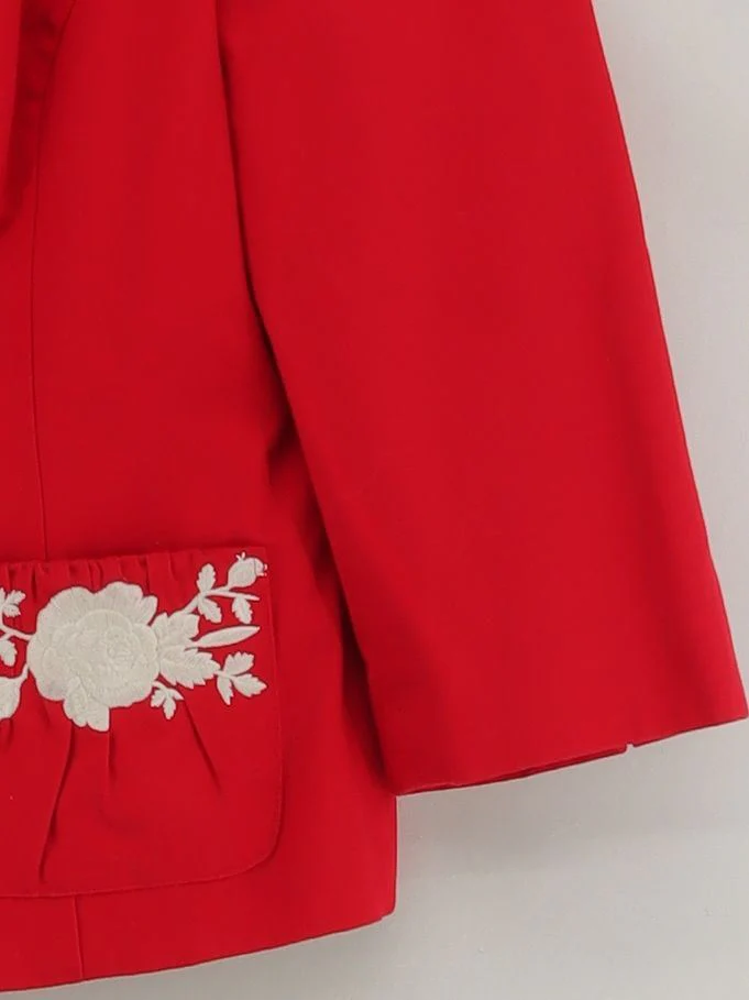 Laura Ashley Women's Blazer UK 12 Red Cotton with Acetate Overcoat - Image 4