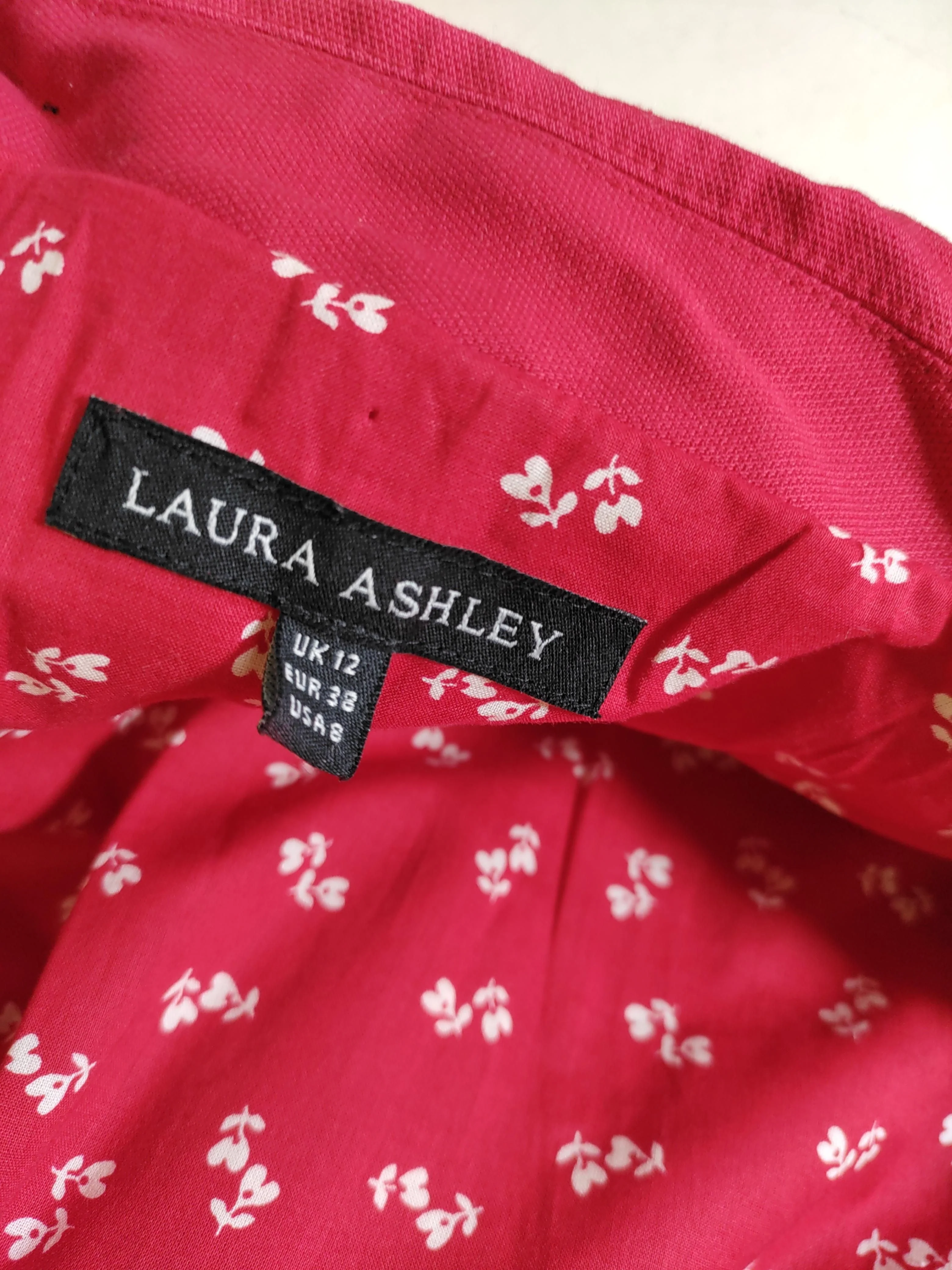 Laura Ashley Women's Blazer UK 12 Red Cotton with Acetate Overcoat - Image 6