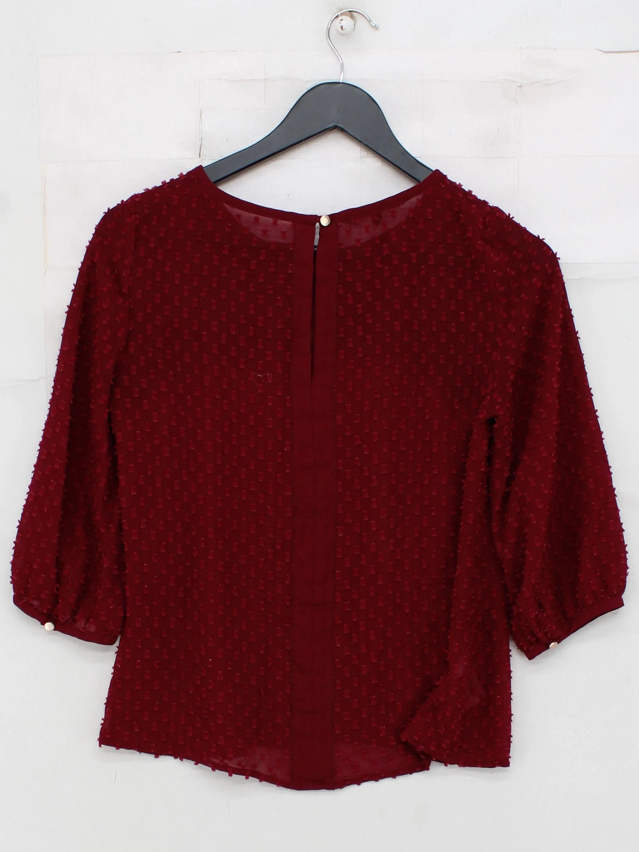 Laura Ashley Women's Blouse UK 8 Red 100% Polyester 3/4 Sleeve Round Neck Basic - Image 2