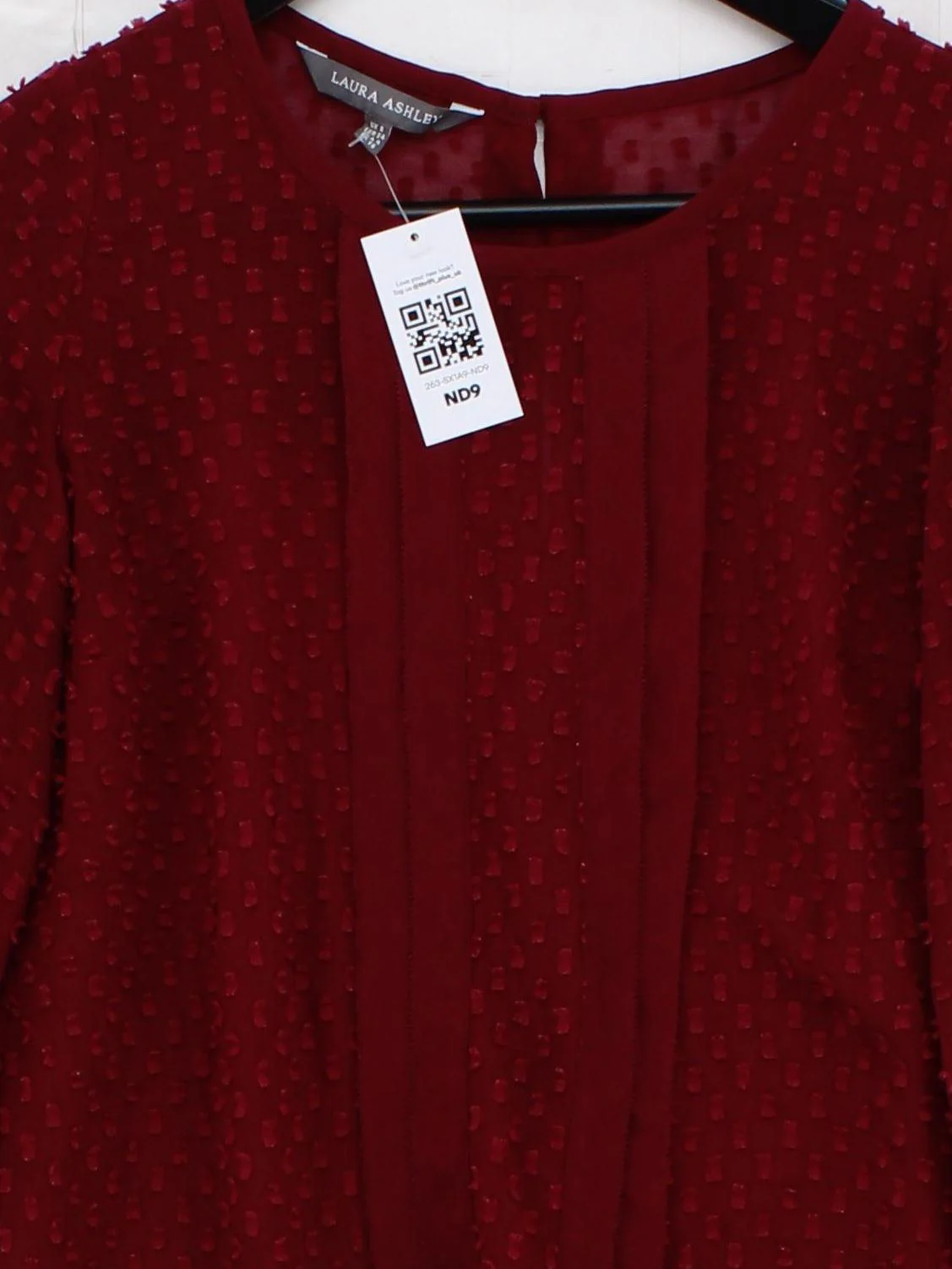 Laura Ashley Women's Blouse UK 8 Red 100% Polyester 3/4 Sleeve Round Neck Basic - Image 3