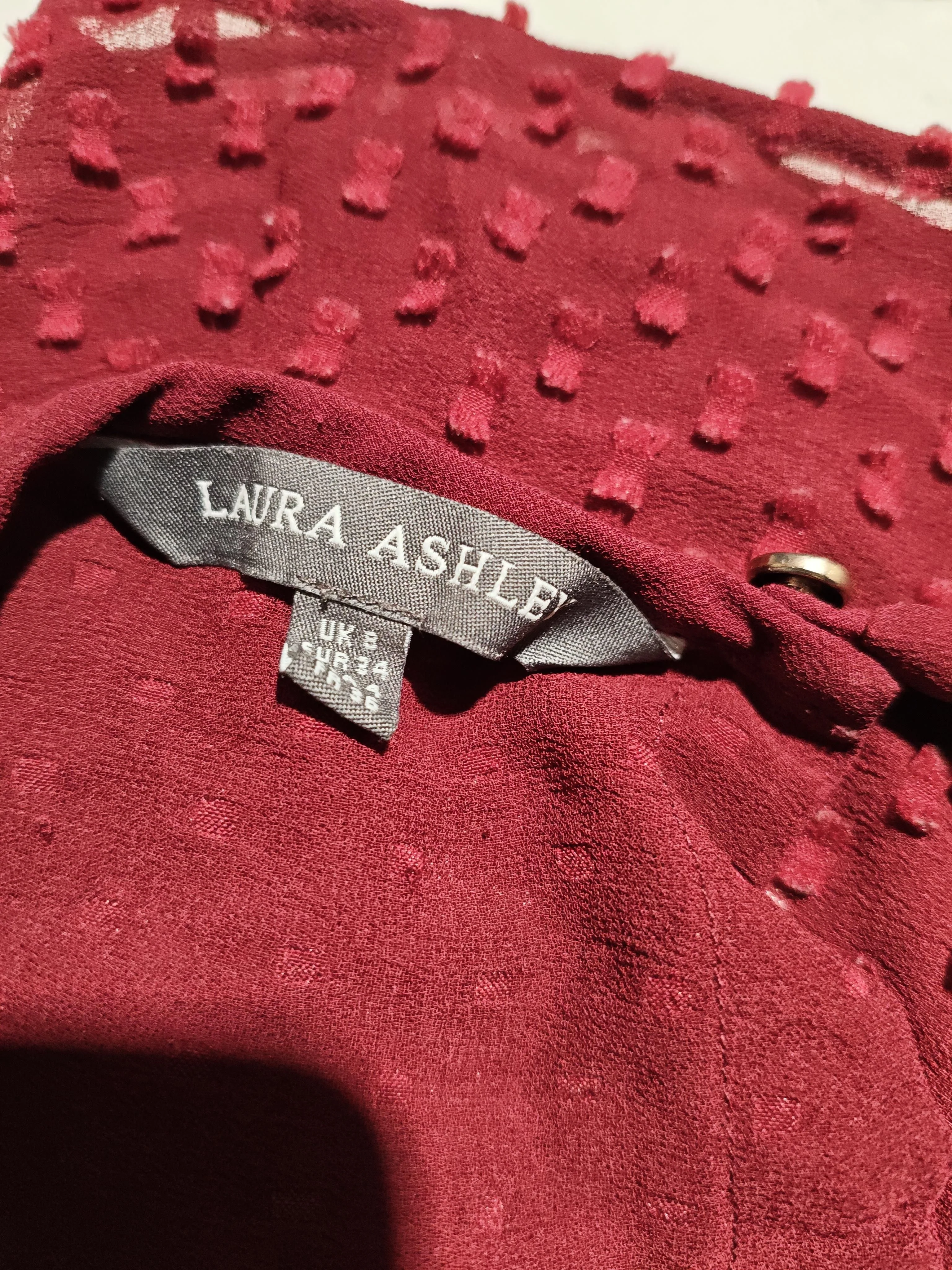 Laura Ashley Women's Blouse UK 8 Red 100% Polyester 3/4 Sleeve Round Neck Basic - Image 5