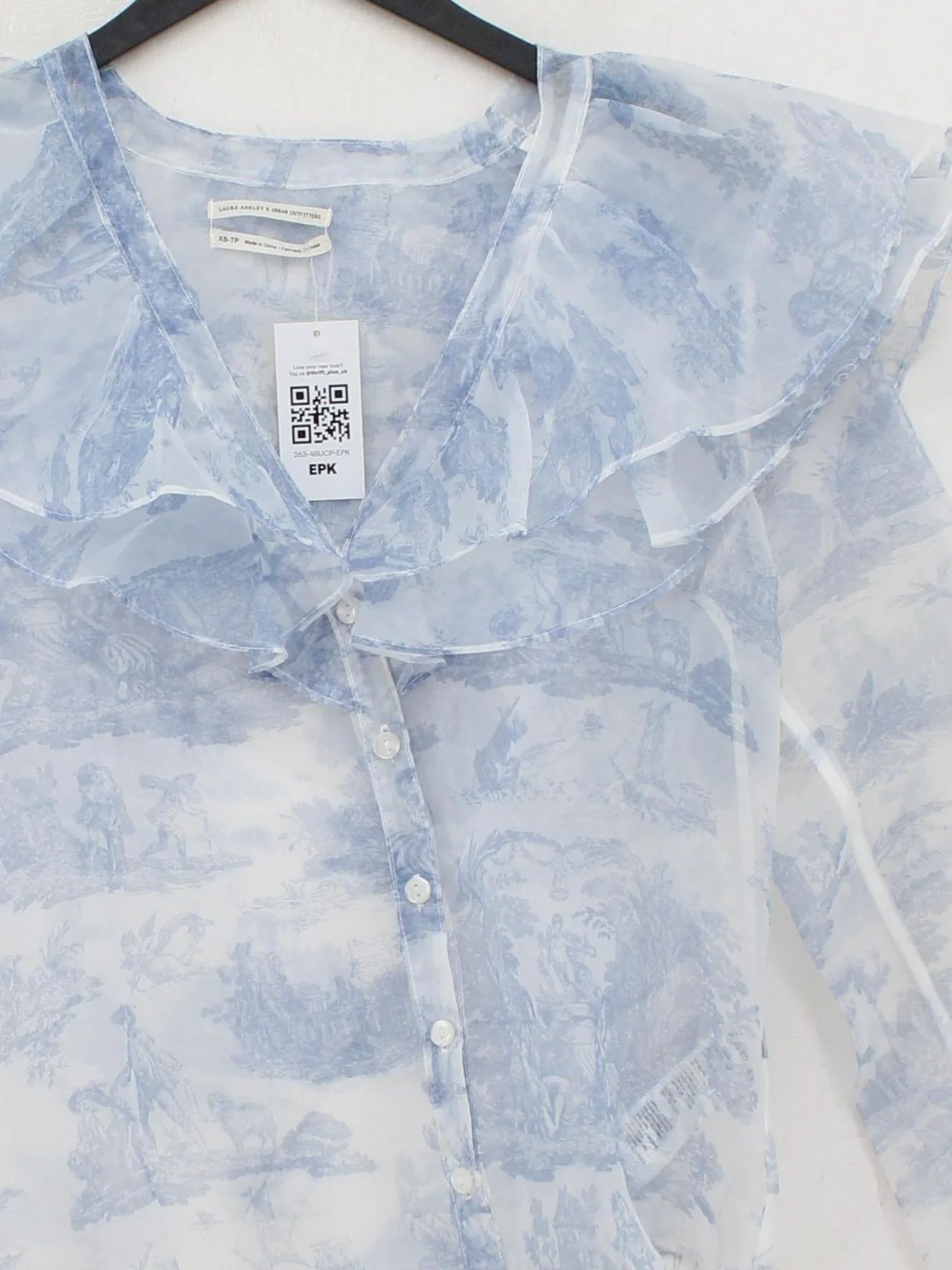 Laura Ashley Women's Blouse XS Blue 100% Polyester Basic - Image 3