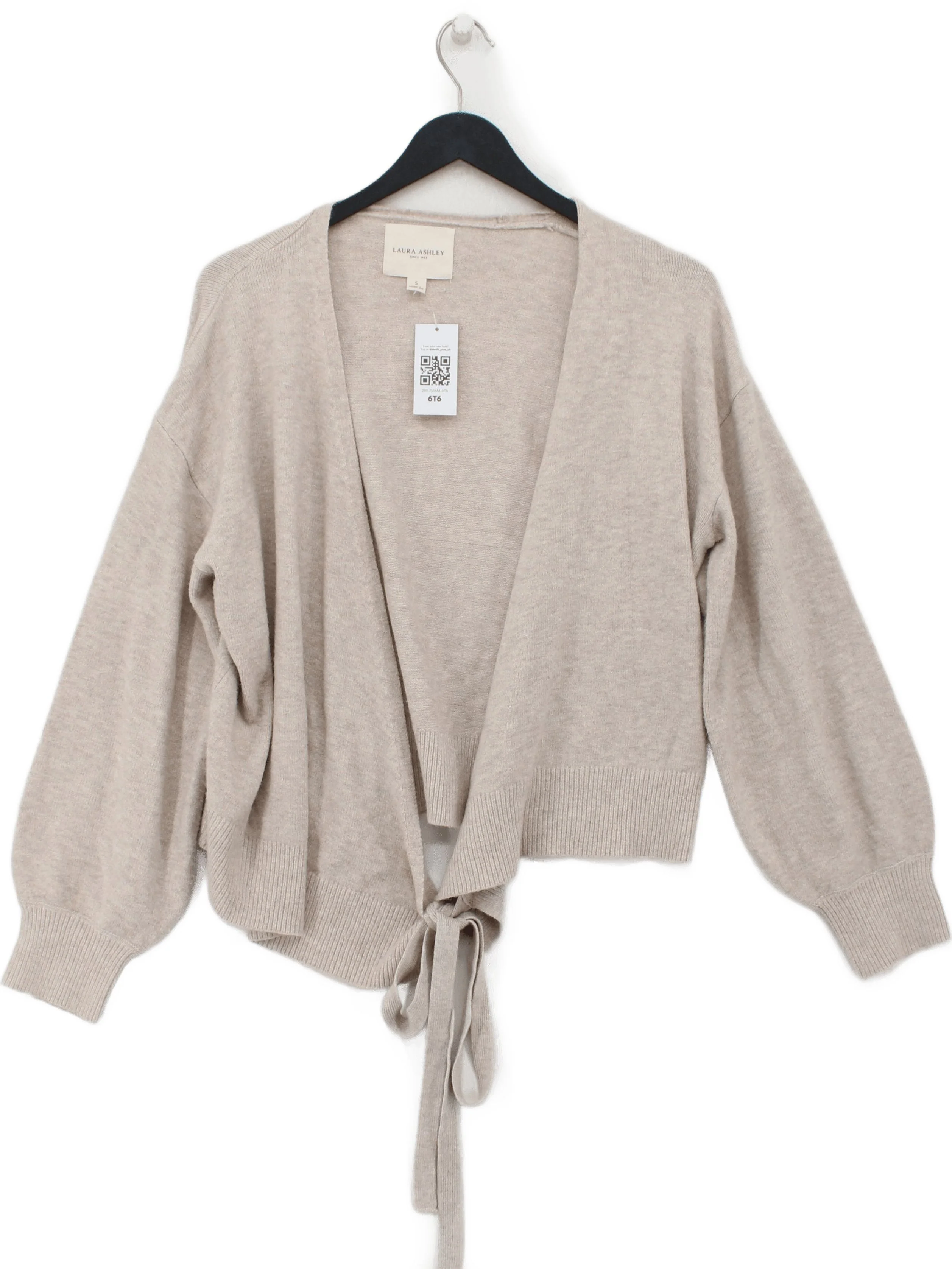 Laura Ashley Women's Cardigan S Cream Viscose with Nylon V-Neck Cardigan