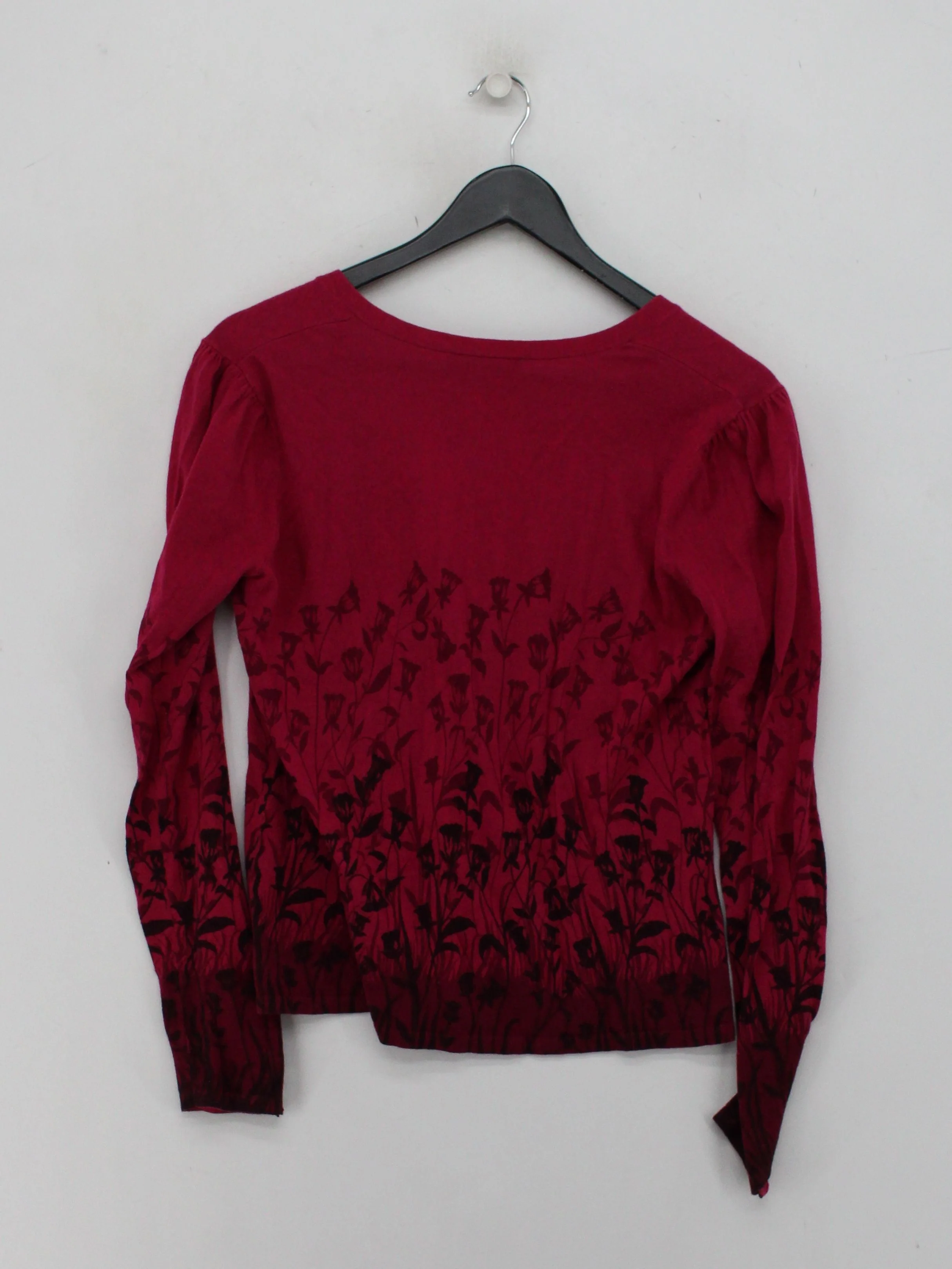 Laura Ashley Women's Cardigan UK 12 Pink Floral Cotton with Wool V-Neck Cardigan - Image 2