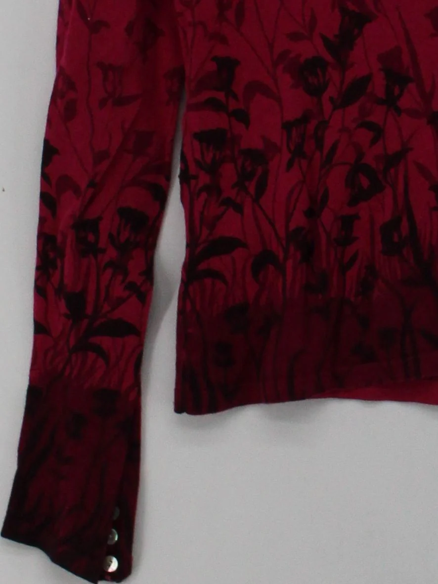 Laura Ashley Women's Cardigan UK 12 Pink Floral Cotton with Wool V-Neck Cardigan - Image 4