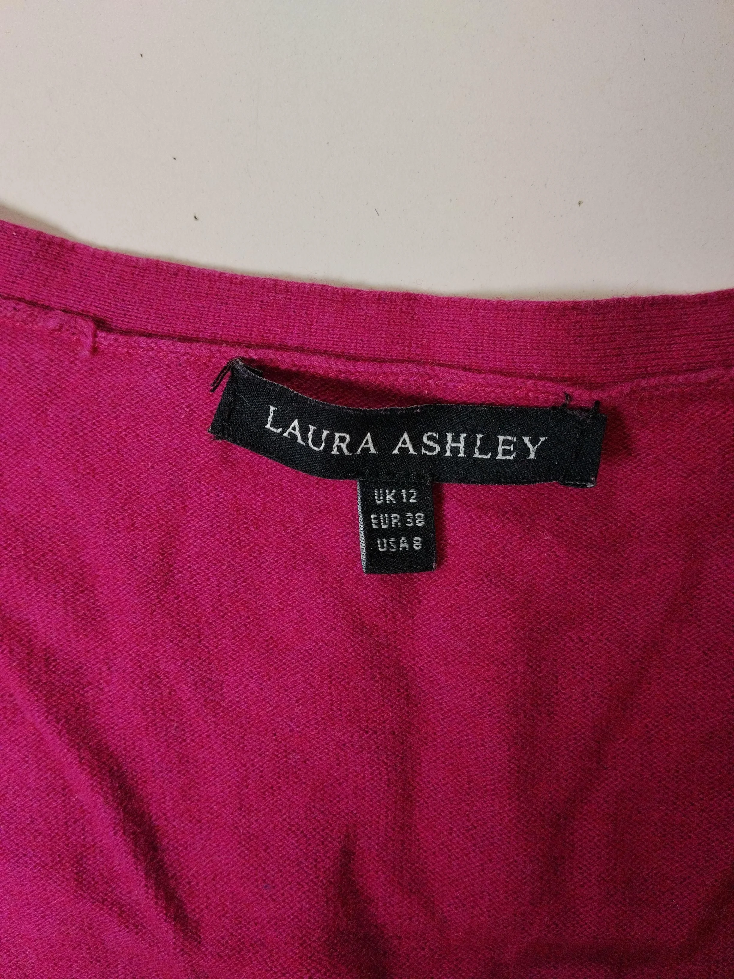 Laura Ashley Women's Cardigan UK 12 Pink Floral Cotton with Wool V-Neck Cardigan - Image 5